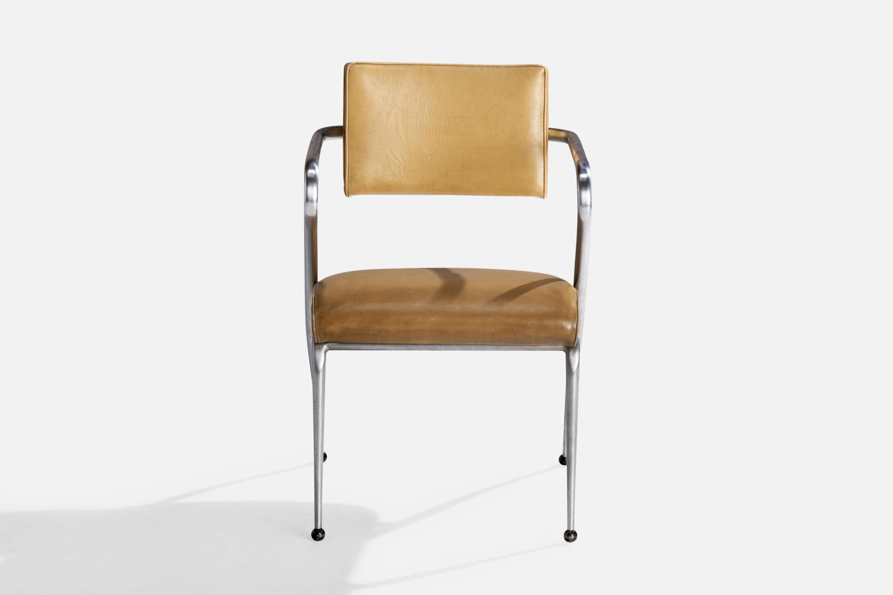Machine Age Donald Deskey Attribution, Armchair, Chrome, Oil Cloth, USA, 1939 For Sale