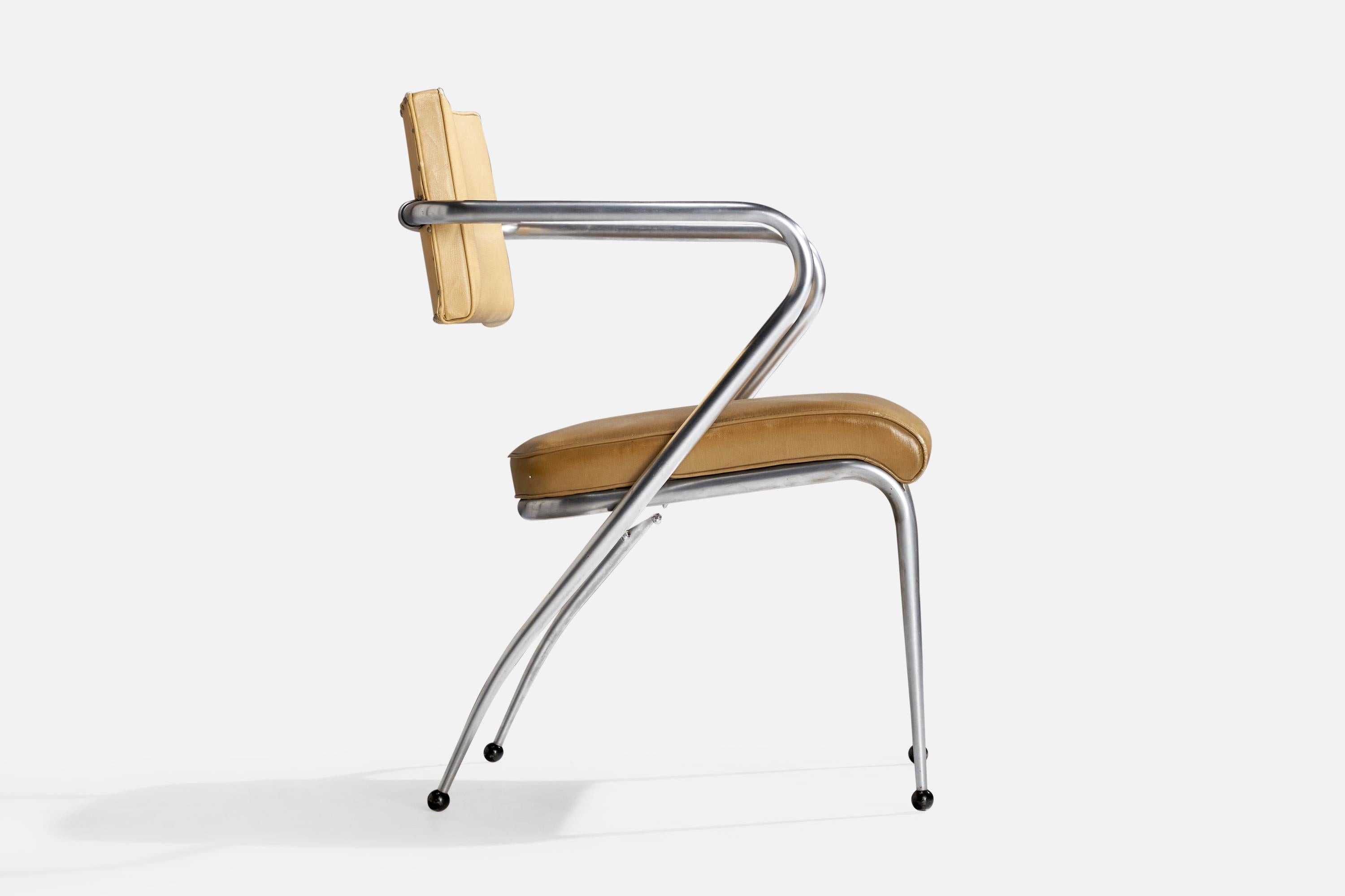 Donald Deskey Attribution, Armchair, Chrome, Oil Cloth, USA, 1939 In Good Condition For Sale In High Point, NC