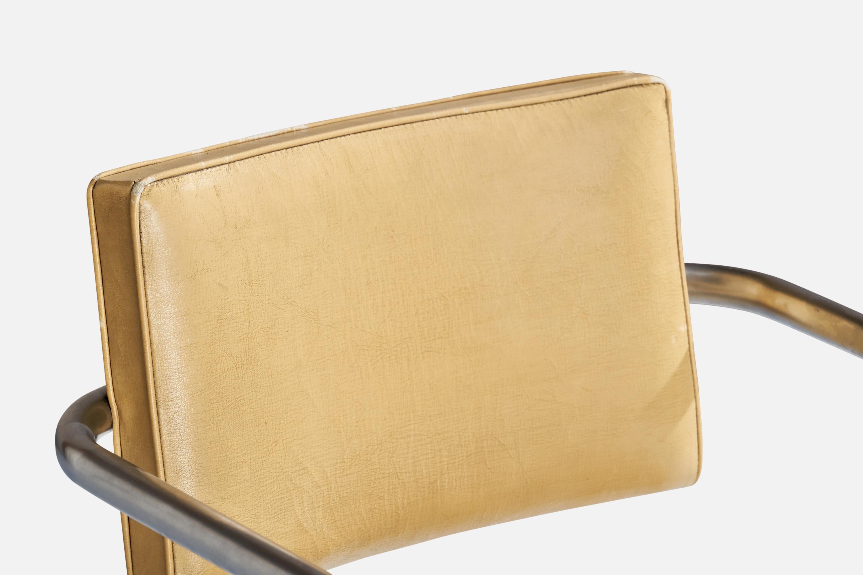 Steel Donald Deskey Attribution, Armchair, Chrome, Oil Cloth, USA, 1939 For Sale