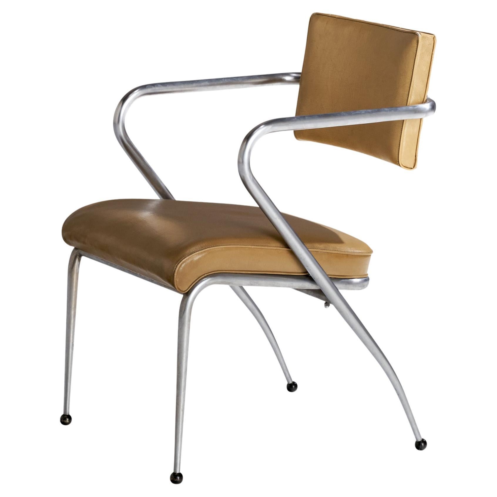 Donald Deskey Attribution, Armchair, Chrome, Oil Cloth, USA, 1939