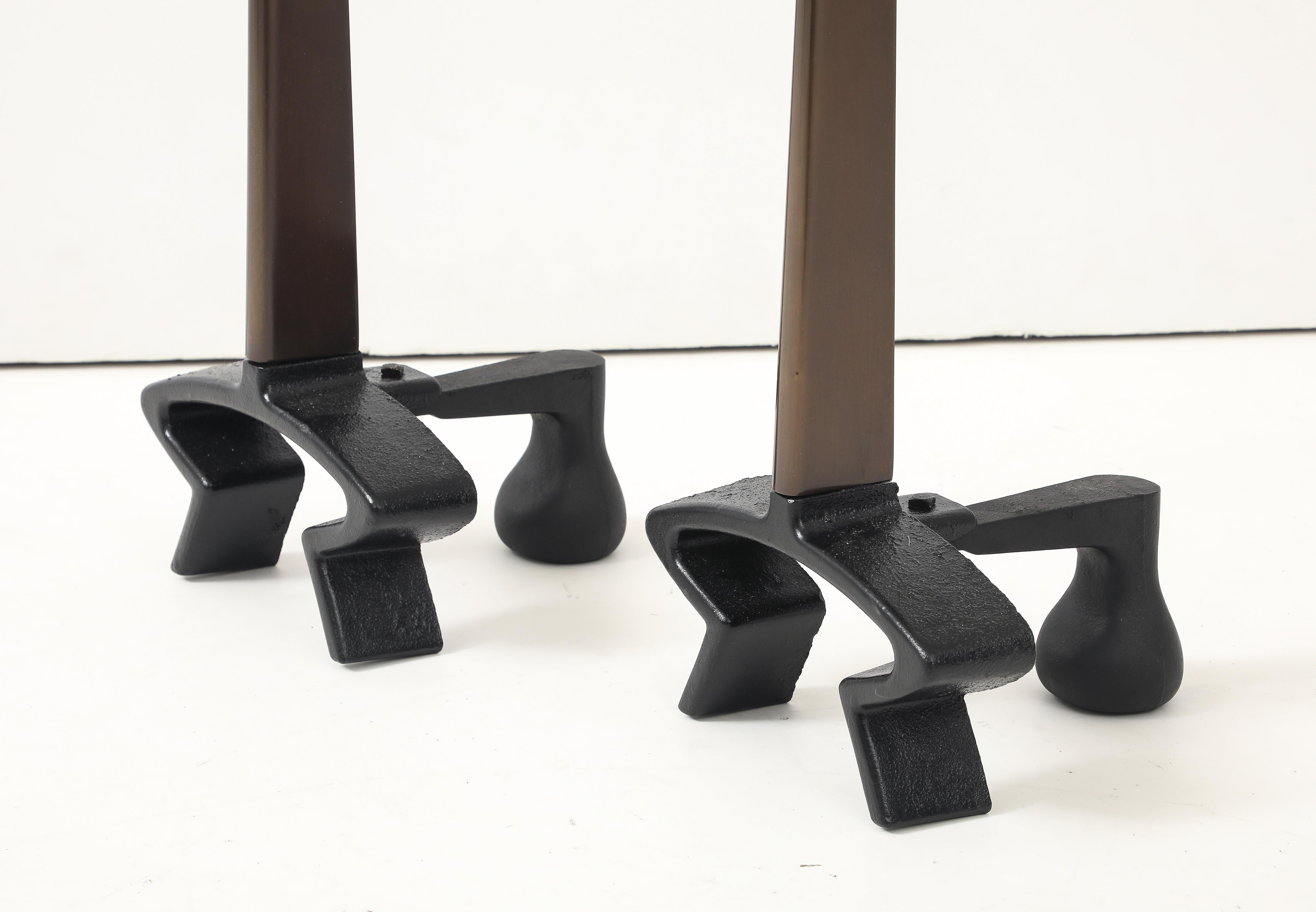 Donald Deskey Bronze Blade Andirons For Sale 2