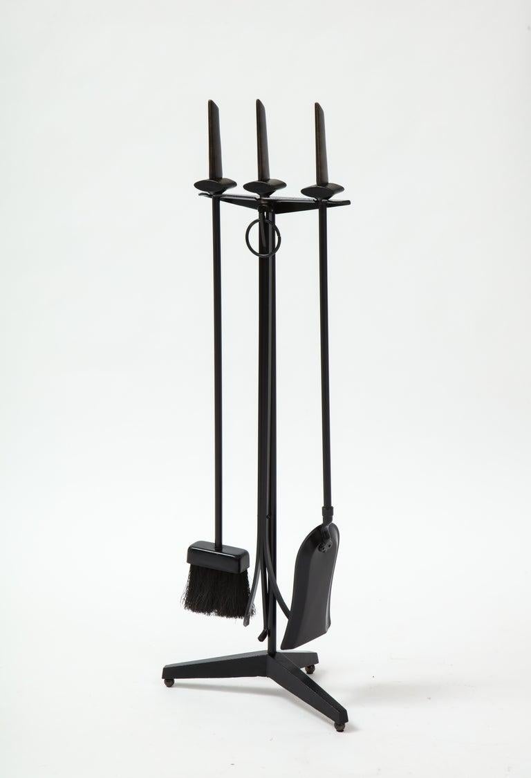 American Donald Deskey Bronze Handle Firetool Set For Sale