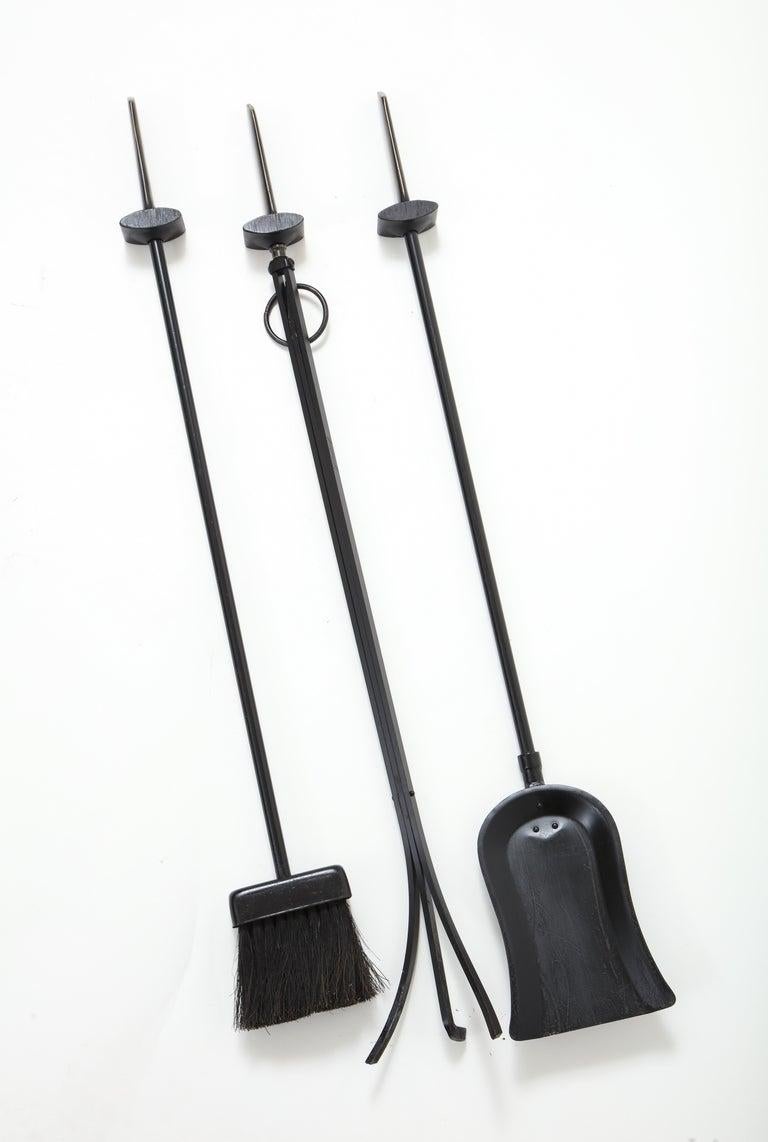 Metal Donald Deskey Bronze Handle Firetool Set For Sale