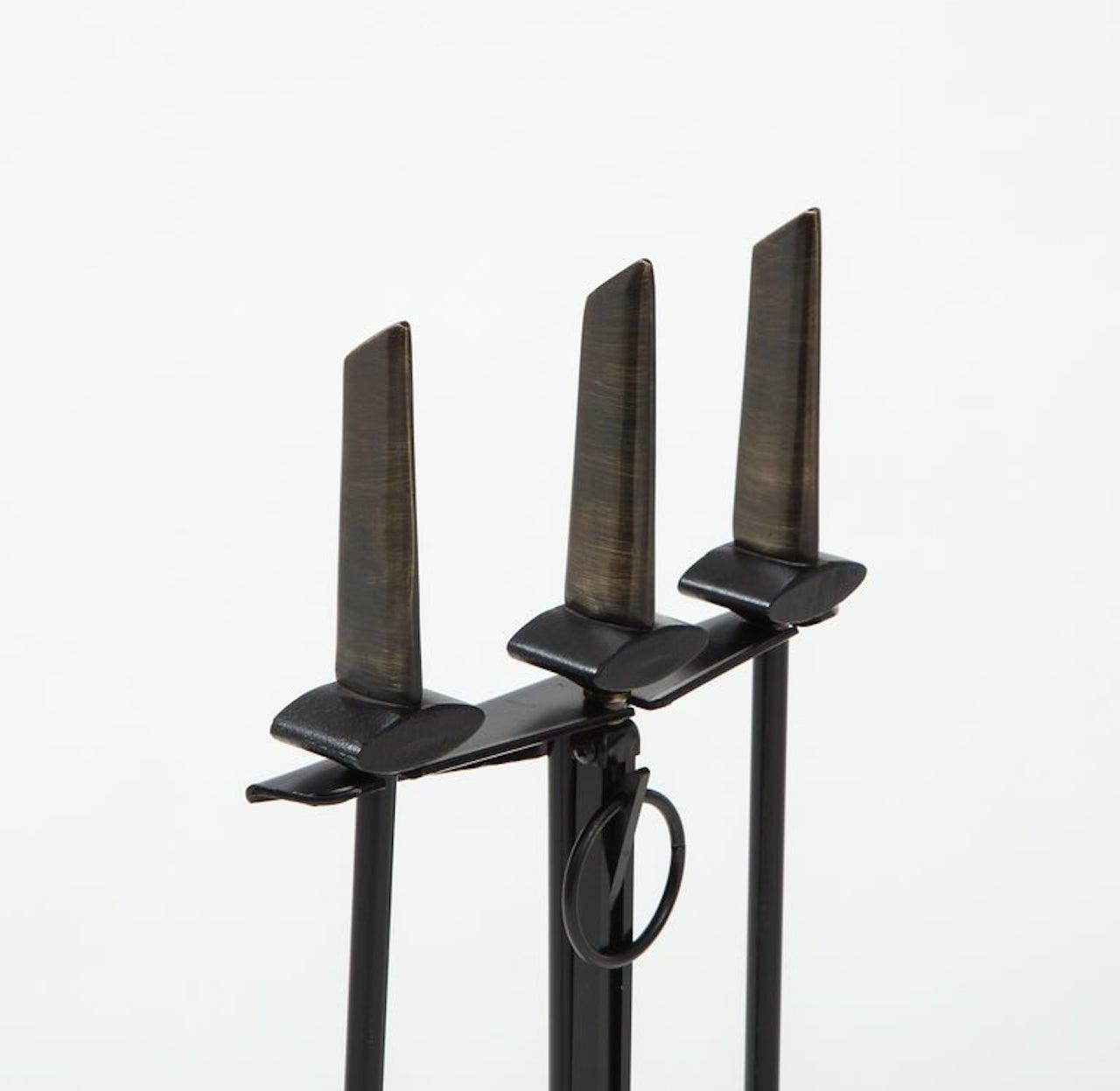 Donald Deskey Bronze Handle Firetool Set For Sale 1