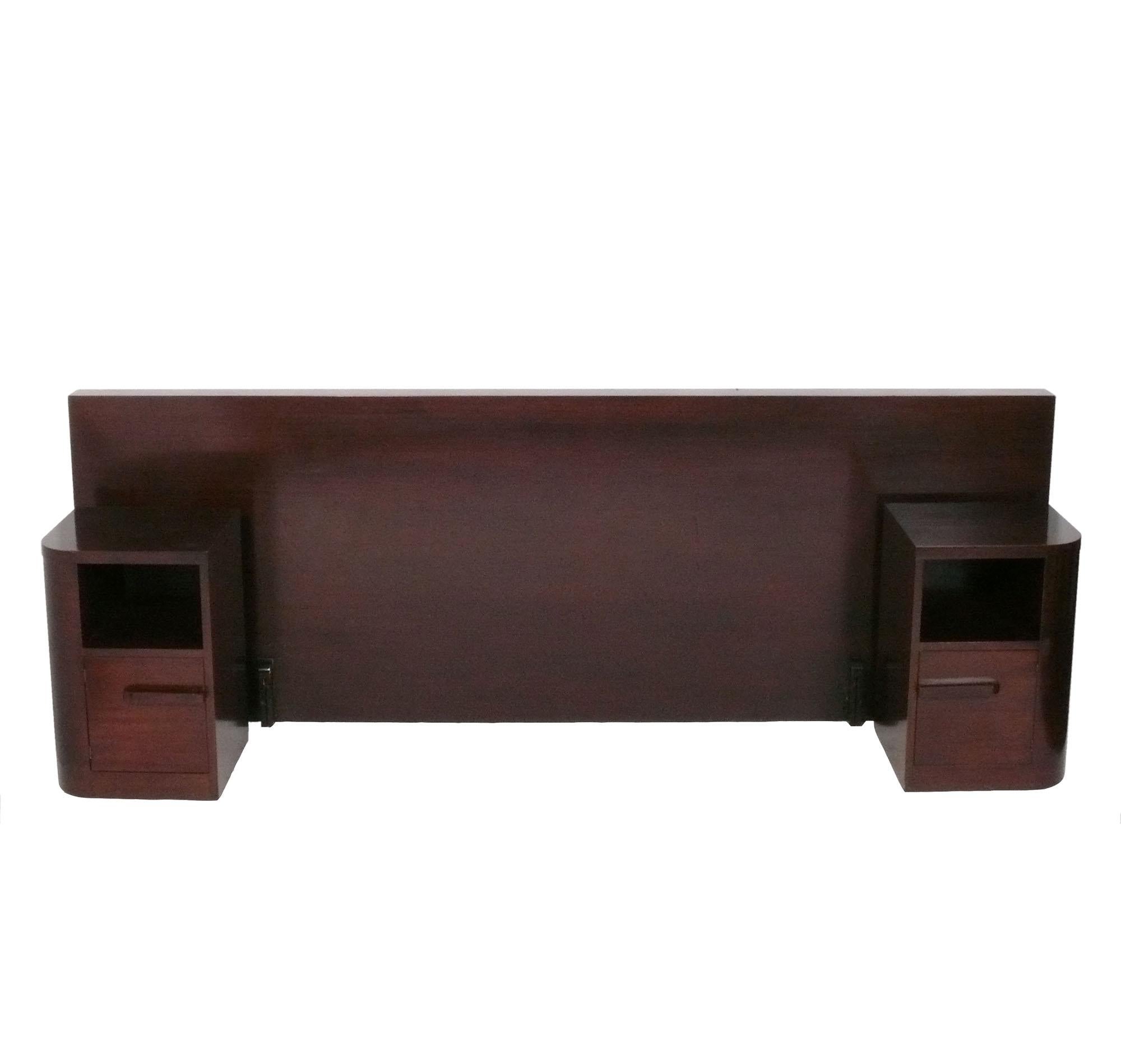 Mid-20th Century Donald Deskey Clean Lined Art Deco Headboard circa 1930s King or Queen Size For Sale