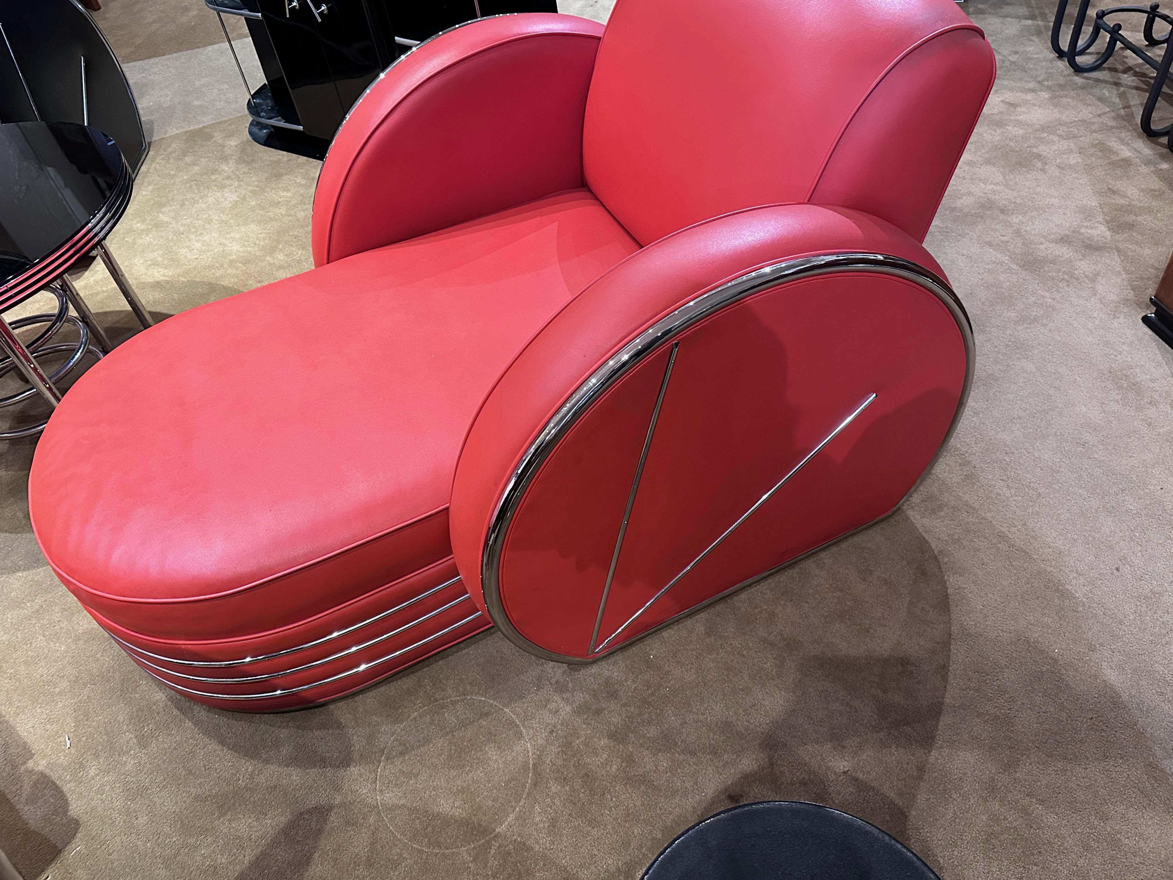 Donald Deskey Design Art Deco Sofa Chaise Lounge In Good Condition For Sale In Oakland, CA