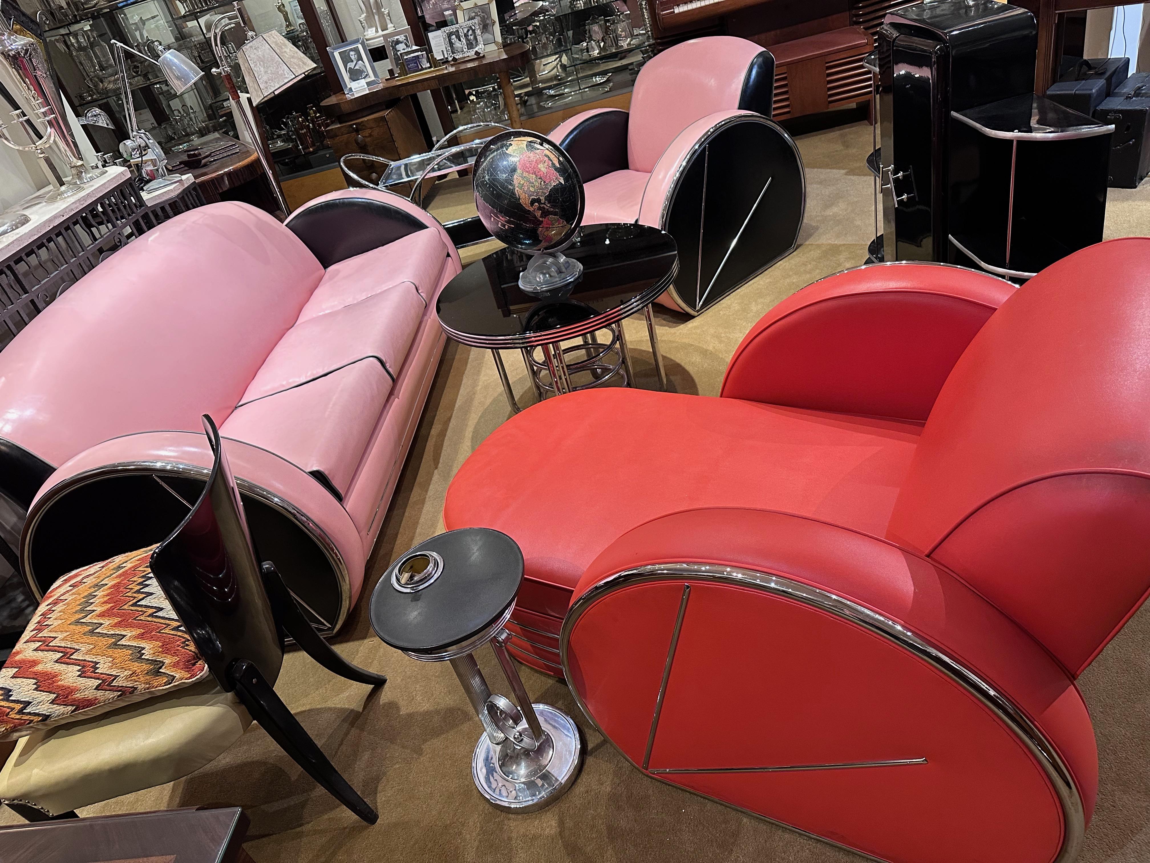 Late 20th Century Donald Deskey Design Art Deco Sofa Chaise Lounge For Sale