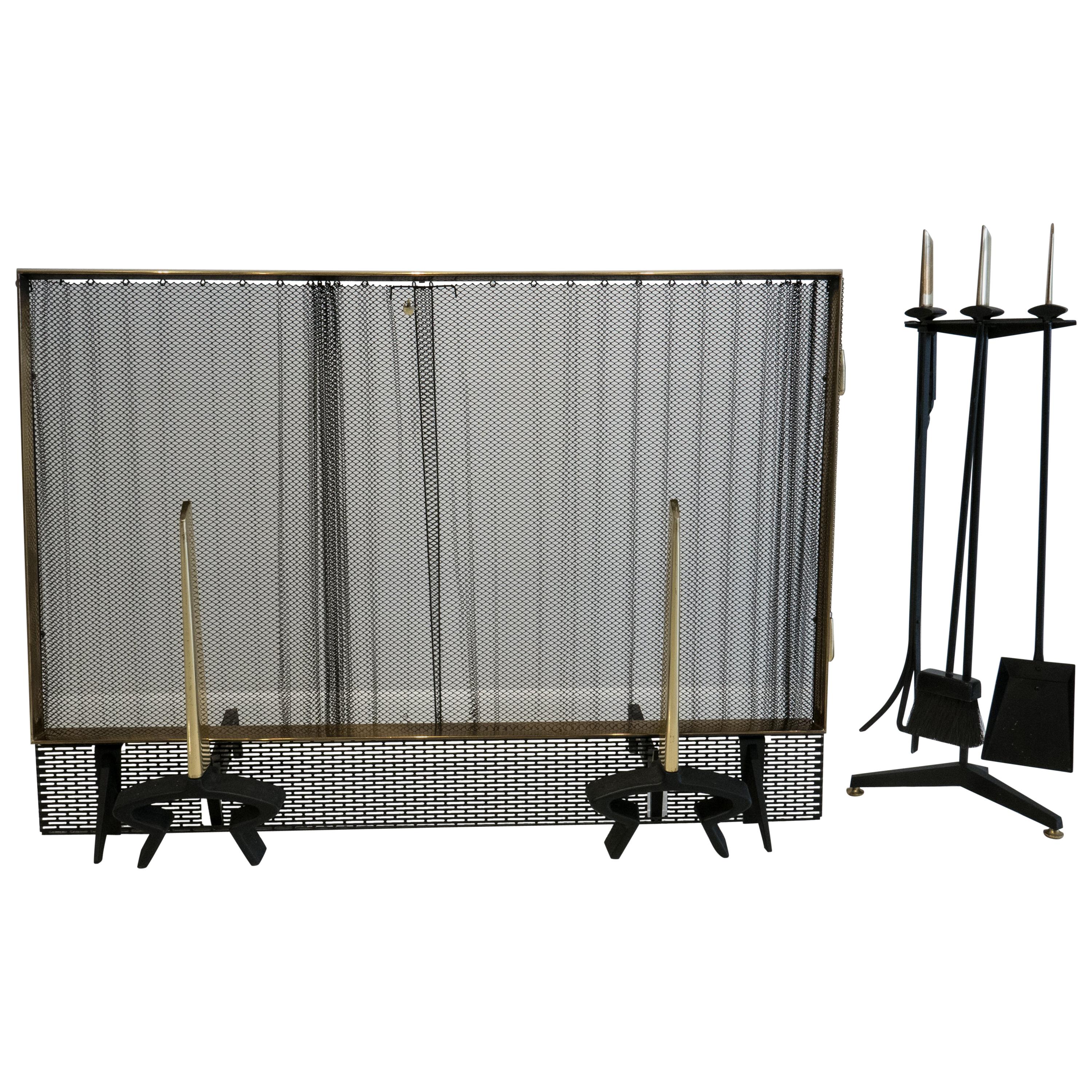Donald Deskey Fireplace Set with Screen