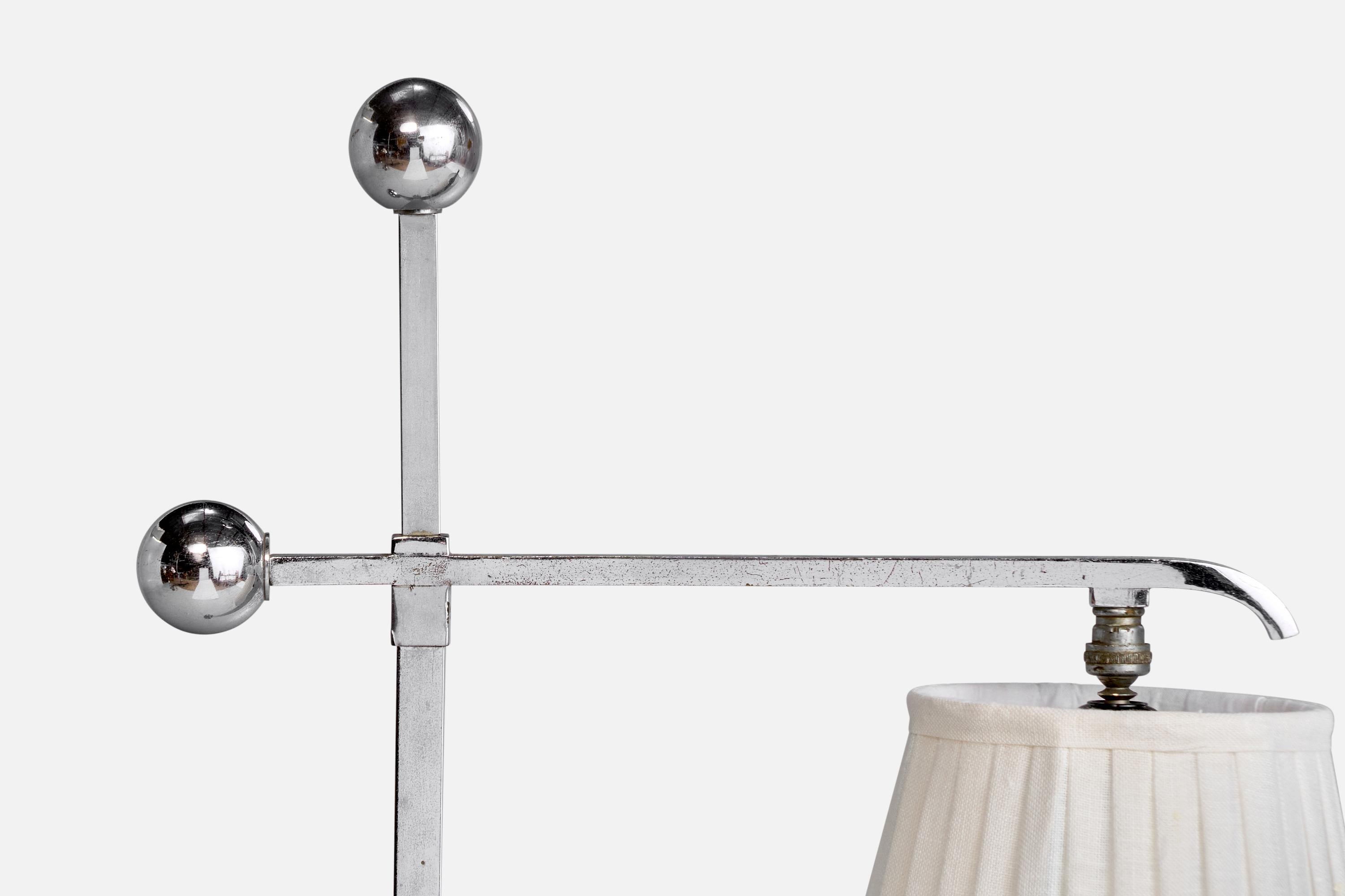 Donald Deskey, Stehlampe, verchromter Stahl, Stoff, USA, 1930er Jahre im Zustand „Gut“ im Angebot in High Point, NC