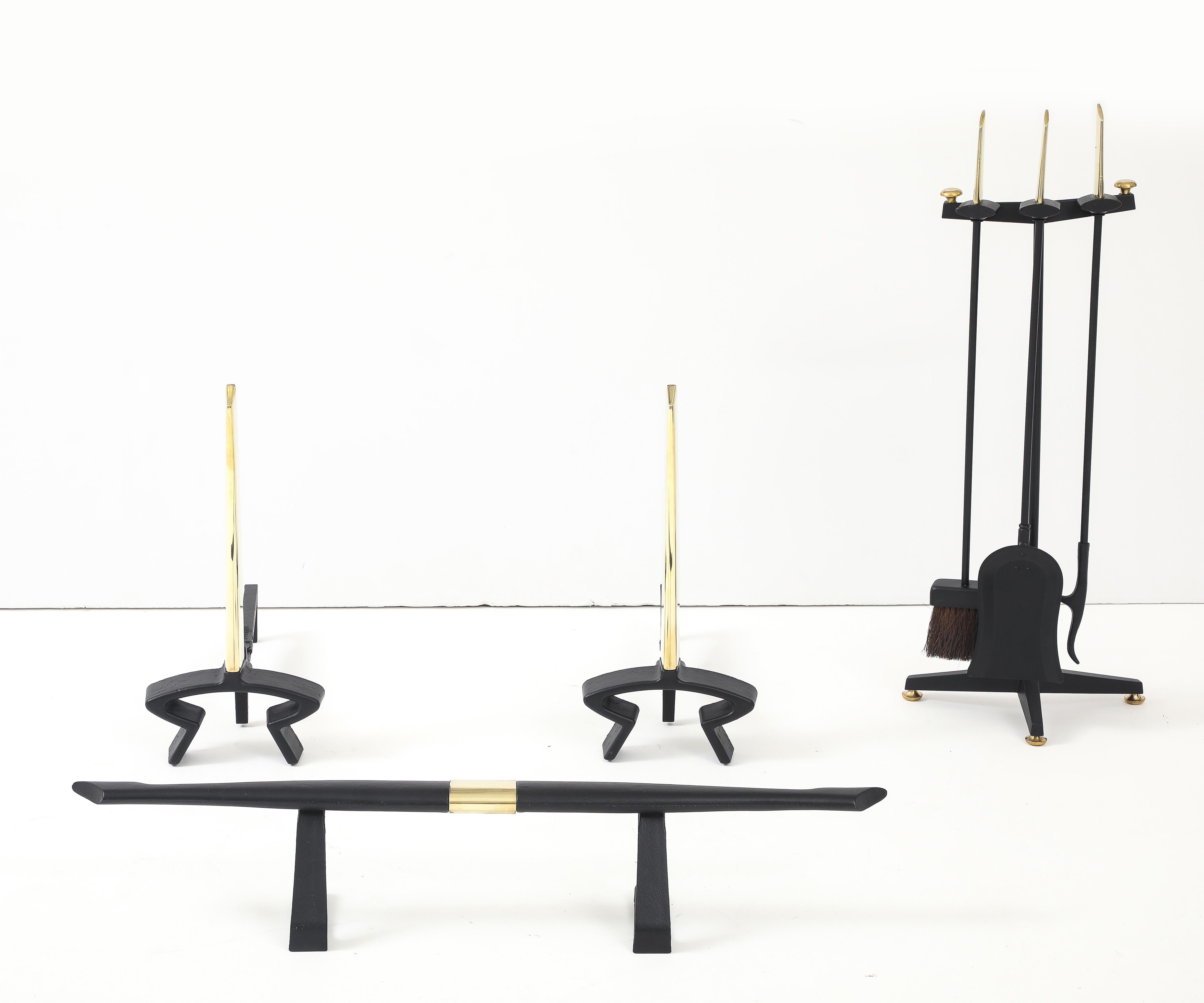 Donald Deskey For Bennett Complete Fireplace Set For Sale 5