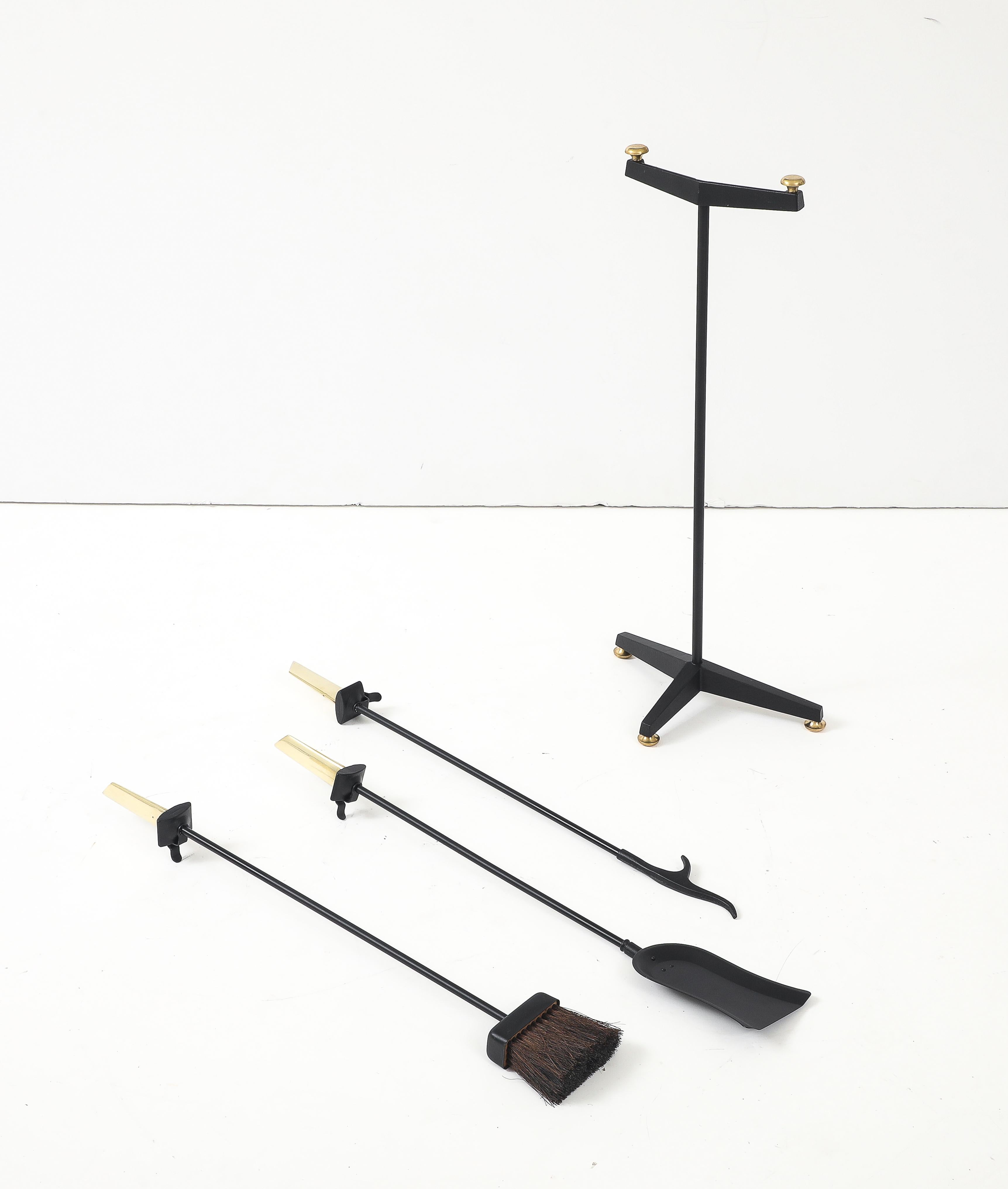 Mid-Century Modern Donald Deskey For Bennett Complete Fireplace Set For Sale