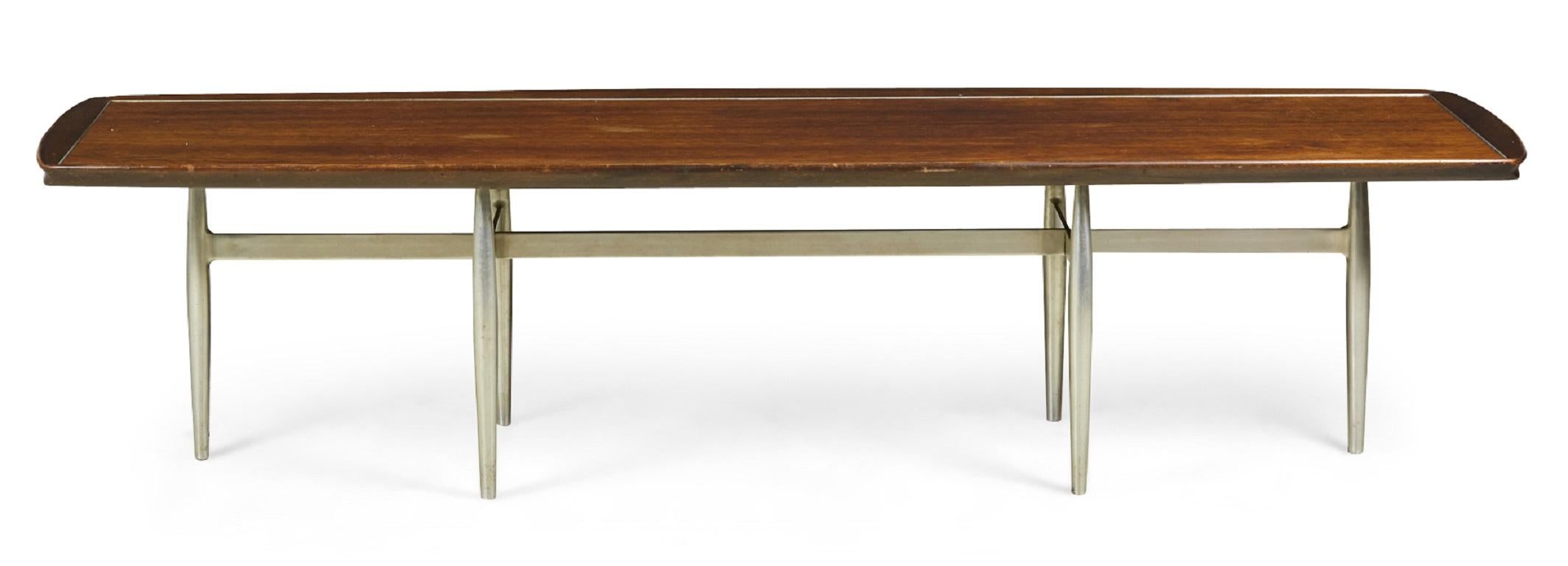 Aluminum Donald Deskey for Charak Modern  Rosewood 'Surfboard' Cocktail / Coffee Table For Sale