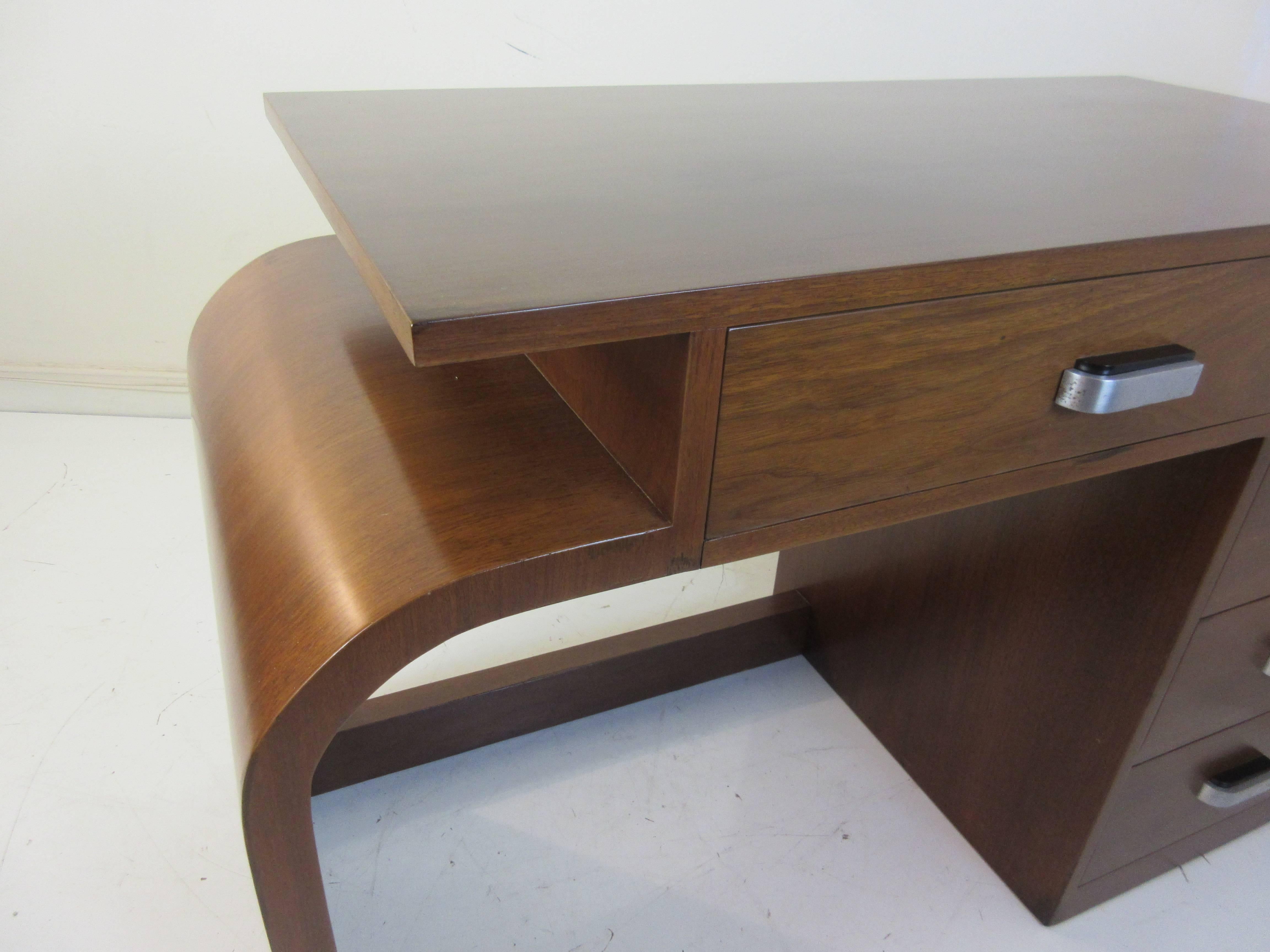 Art Deco Donald Deskey for Widdicomb Walnut Asymmetrical Desk