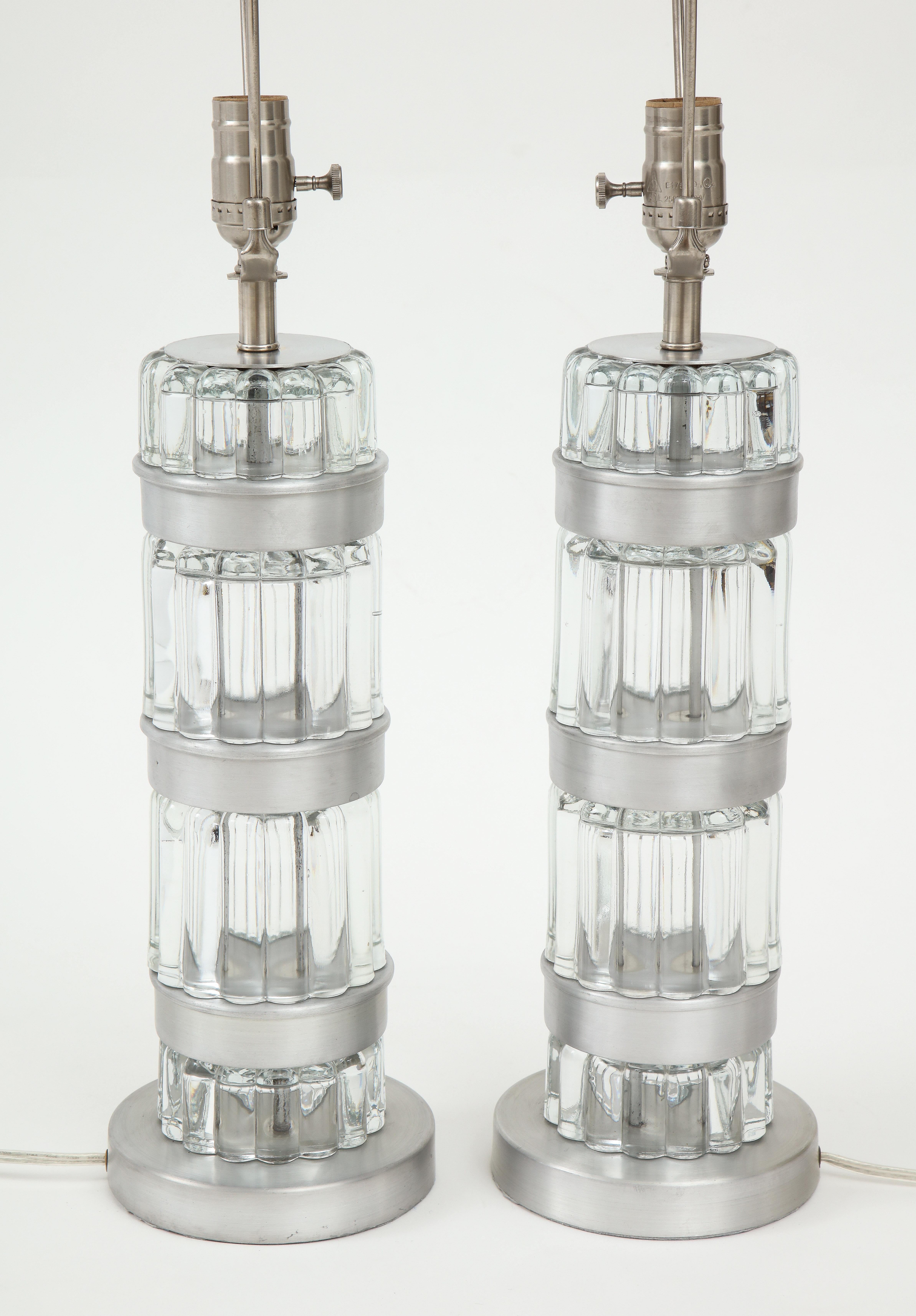 American Donald Deskey Glass, Aluminum Lamps