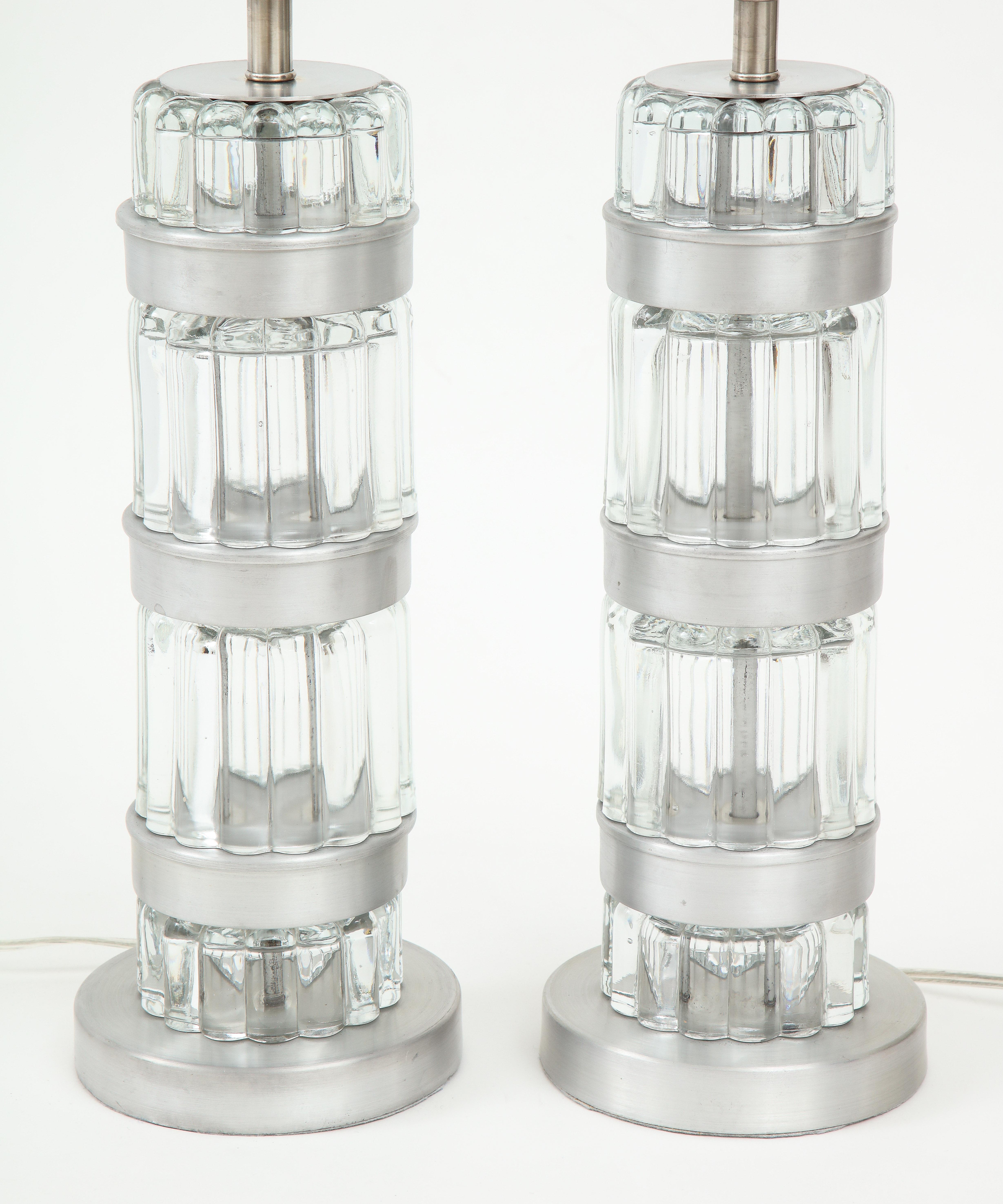 Donald Deskey Glass, Aluminum Lamps In Good Condition In New York, NY
