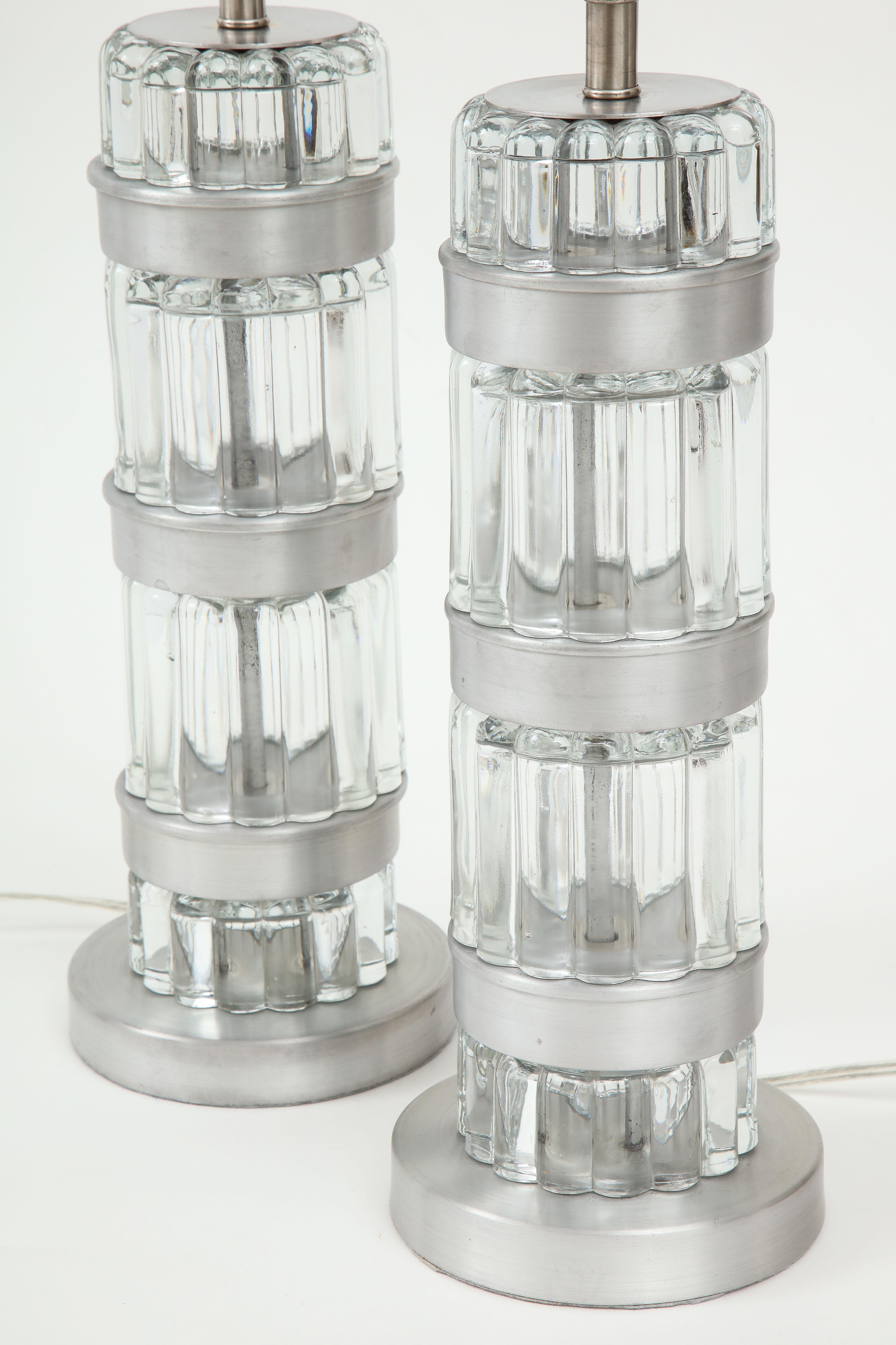 20th Century Donald Deskey Glass, Aluminum Lamps