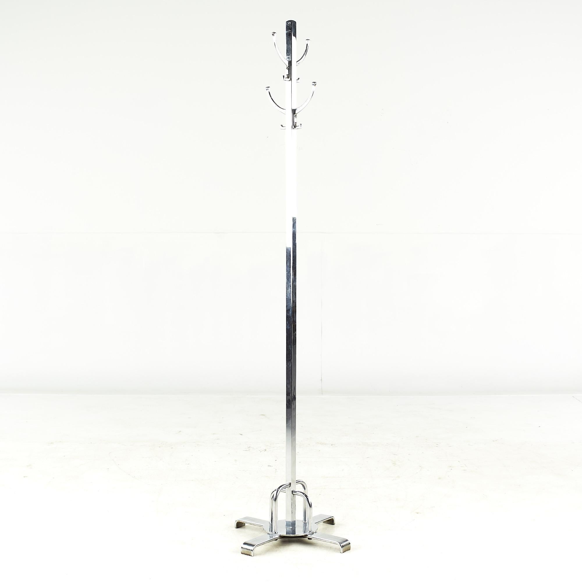 Donald Deskey Mid Century Chrome Coat Rack In Good Condition For Sale In Countryside, IL