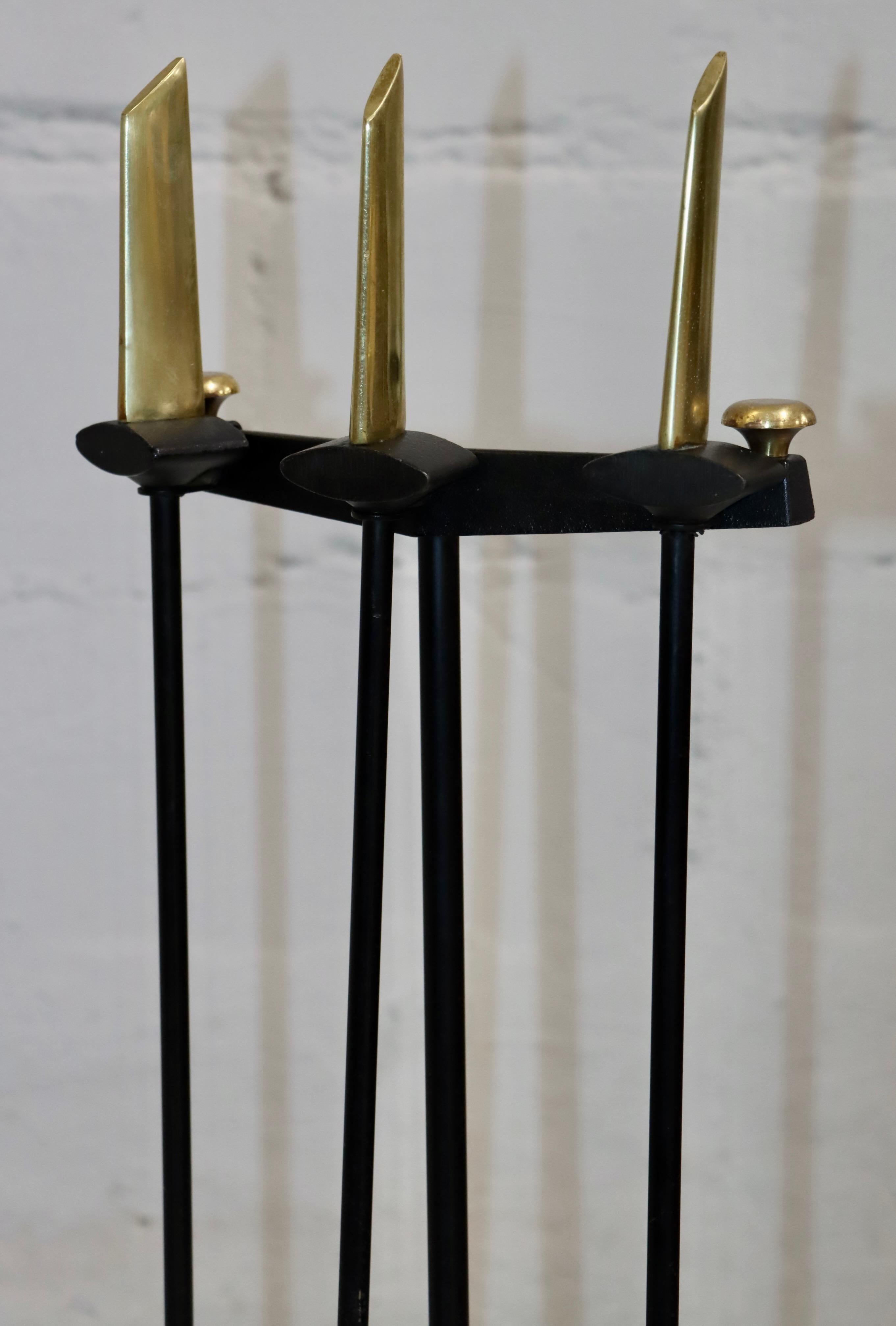 Donald Deskey Mid-Century Modern Fireplace Tools In Good Condition For Sale In New York, NY