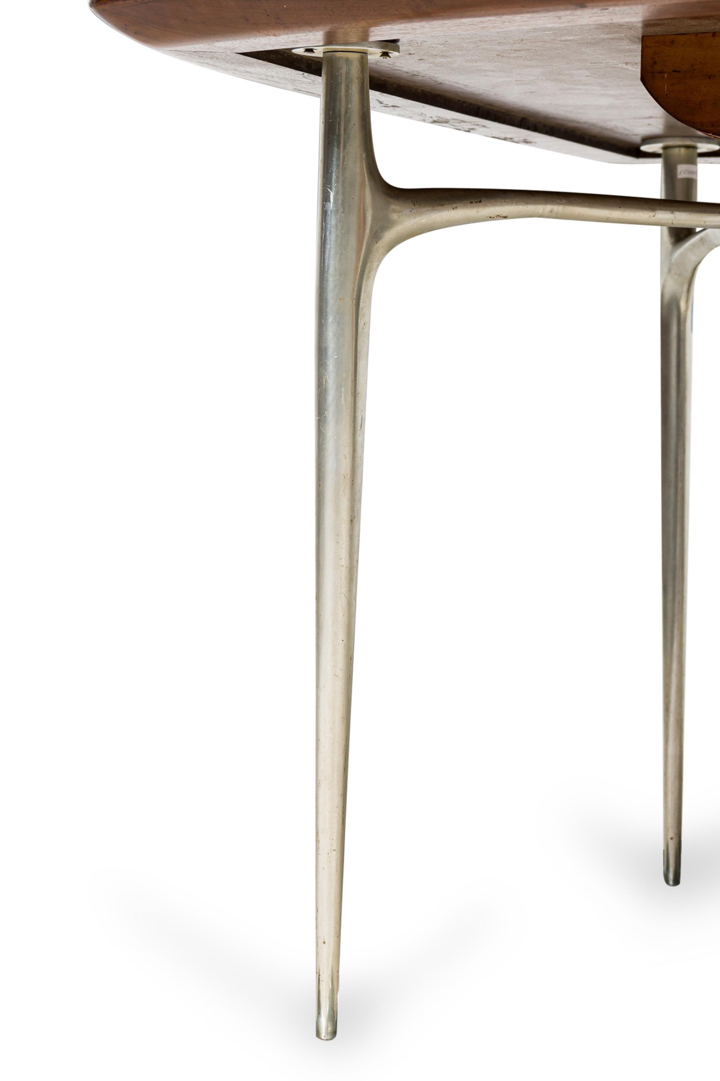 Donald Deskey Modern Blue Enamel & Stainless Steel Dining Table For Sale 3