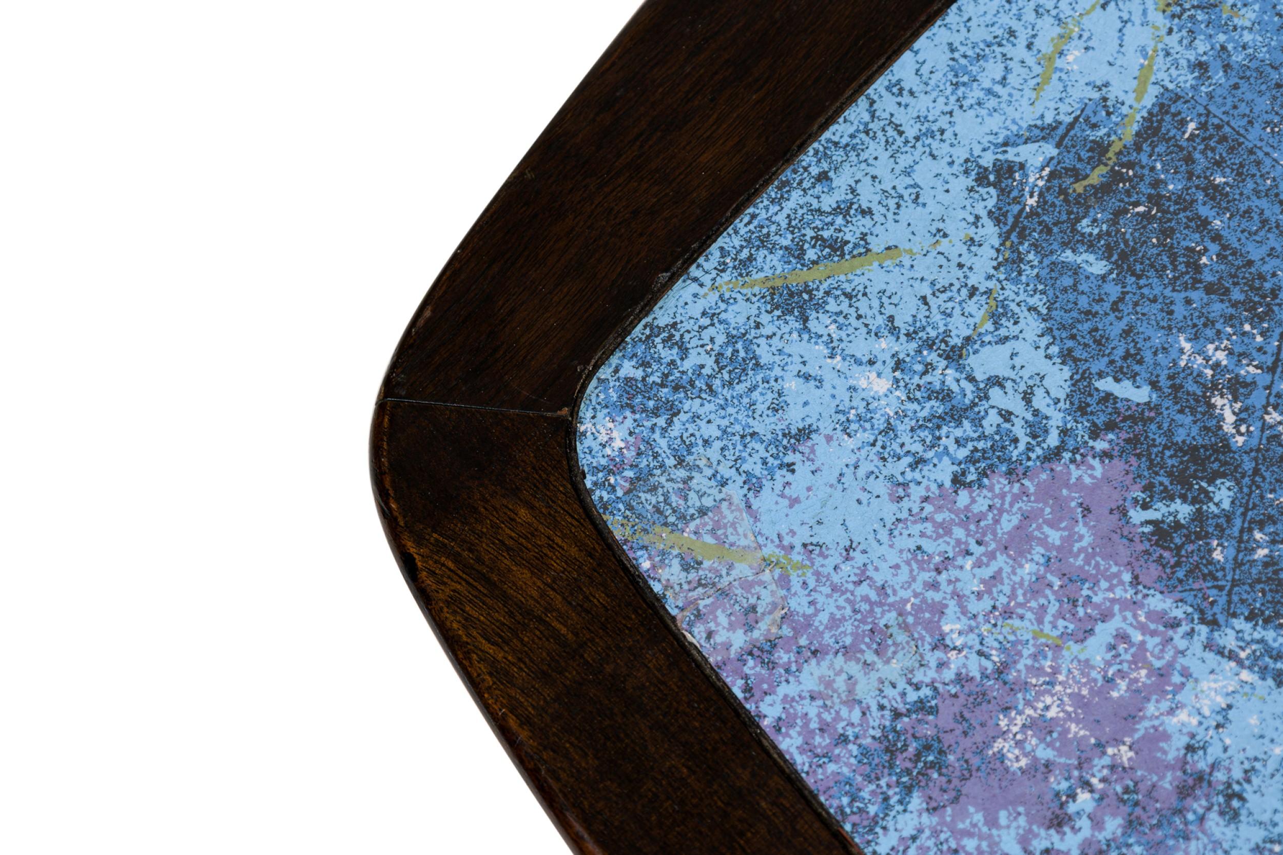 Donald Deskey Modern Blue Enamel & Stainless Steel Dining Table For Sale 1
