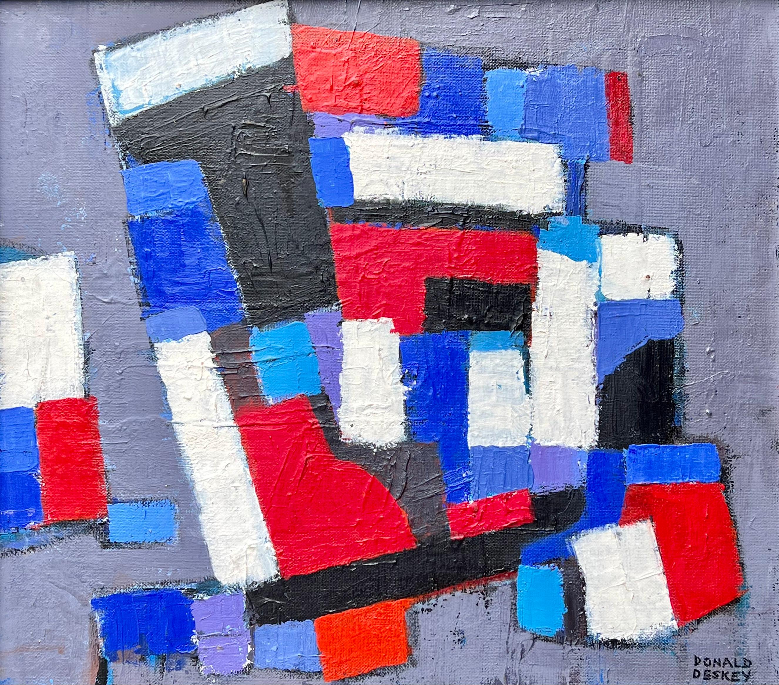 Donald Deskey Abstract Painting – Abstraktes Ölgemälde, Mitte des 20. Jahrhunderts, nicht Objektiv, NYC Radio City Music Hall