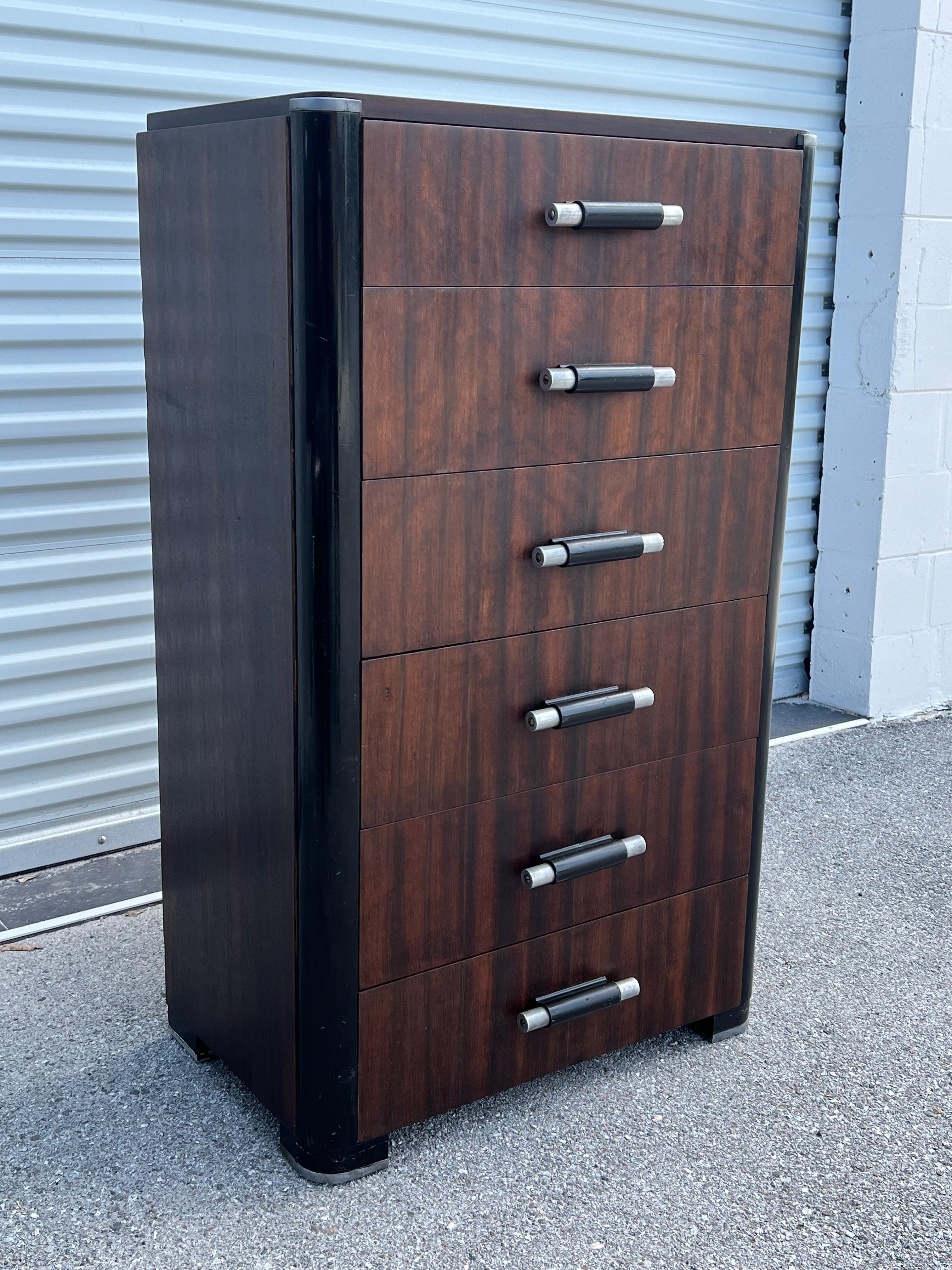 American Donald Deskey Six Drawer Chest ca' 1930's For Sale