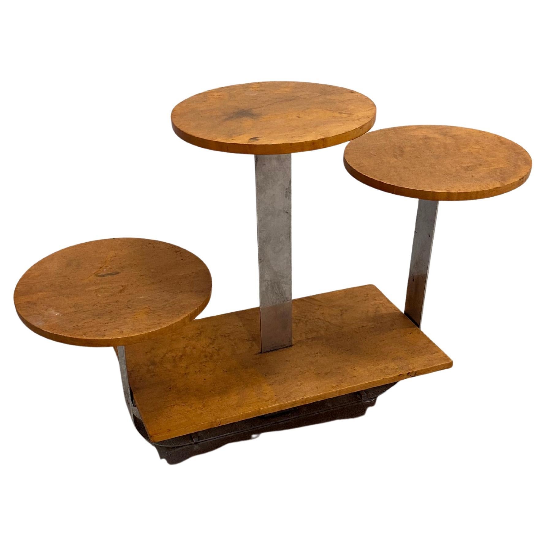 Donald Deskey Style Art deco Burl wood side table For Sale