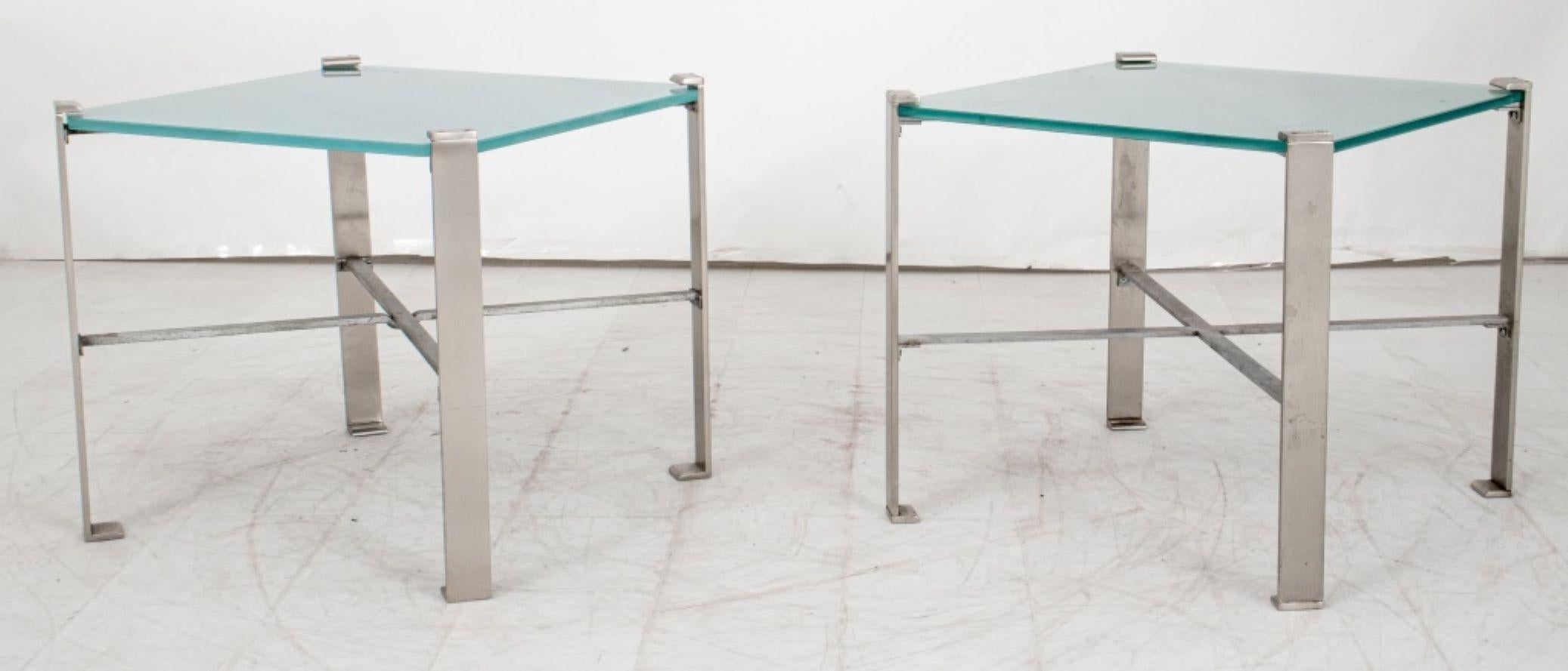 Donald Deskey Style Art Deco Steel Side Tables, Pair For Sale 1