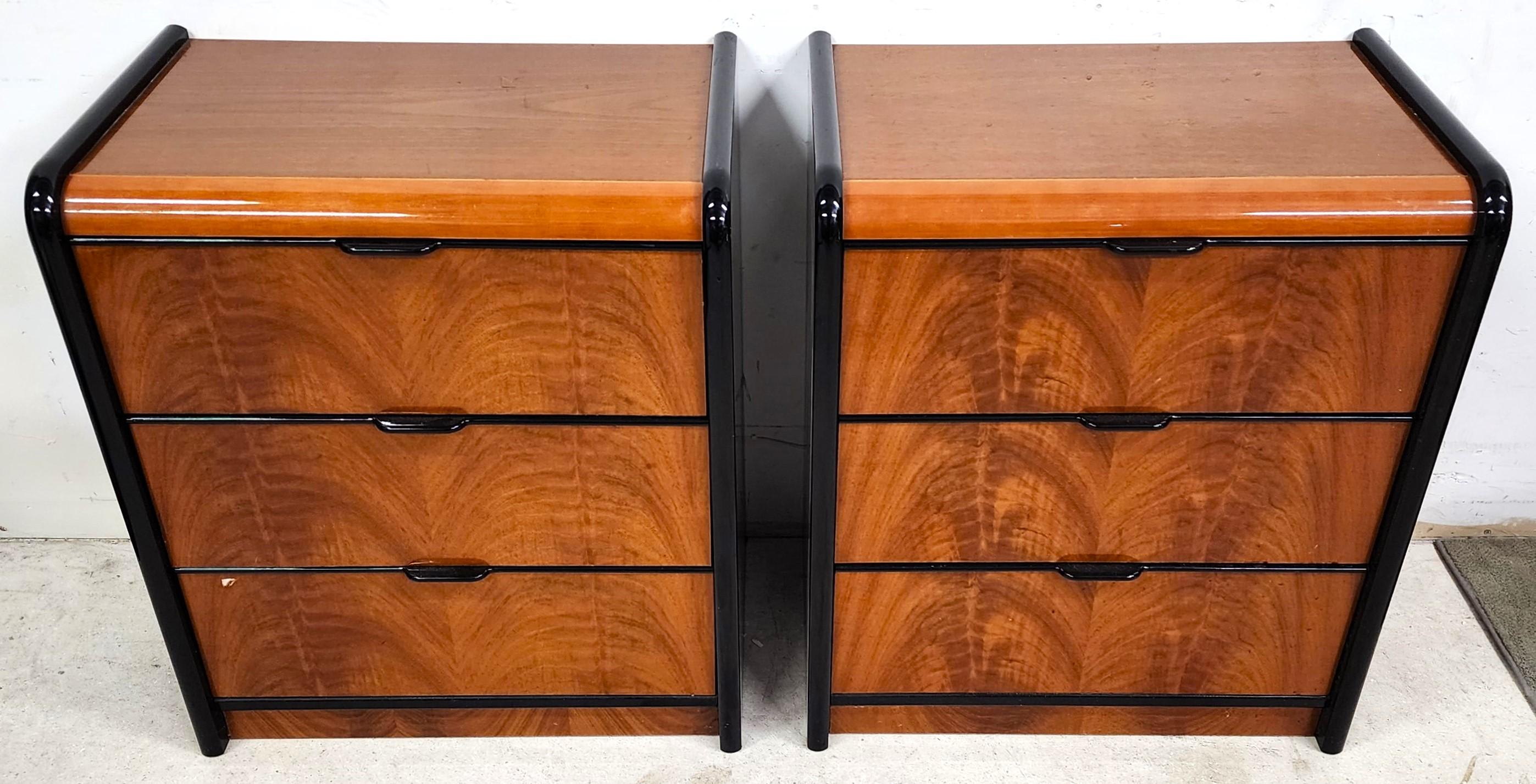 For FULL item description click on CONTINUE READING at the bottom of this page.

Offering One Of Our Recent Palm Beach Estate Fine Furniture Acquisitions Of A
Pair of Donald Deskey Style Italian Nightstands
Featuring a highly polished lacquered