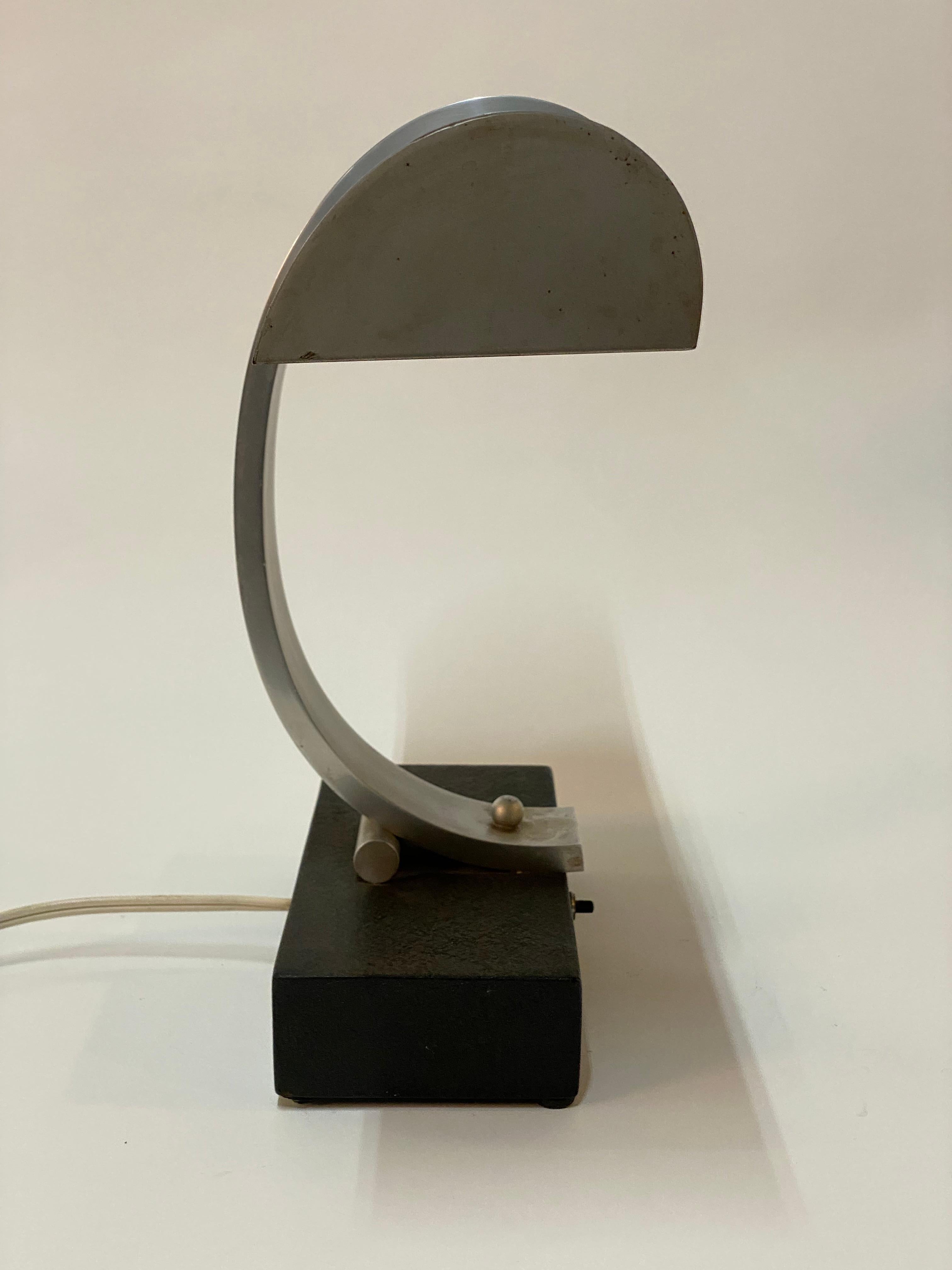 Metal Donald Deskey Style Machine Age Aluminum Desk Lamp For Sale