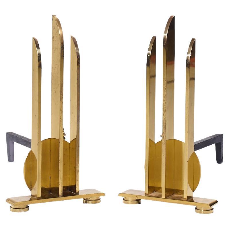 Donald Deskey Stil Mid Century Messing Andirons