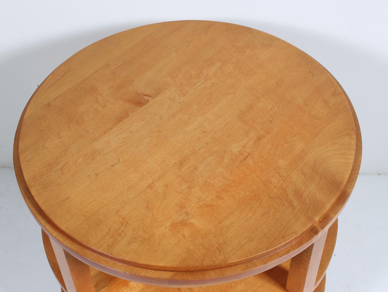Donald Deskey Style Round Three Tier Maple Occasional Table For Sale 5
