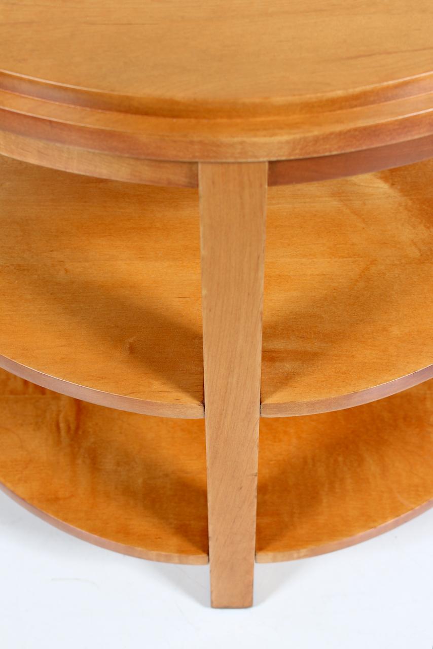 Donald Deskey Style Round Three Tier Maple Occasional Table For Sale 7