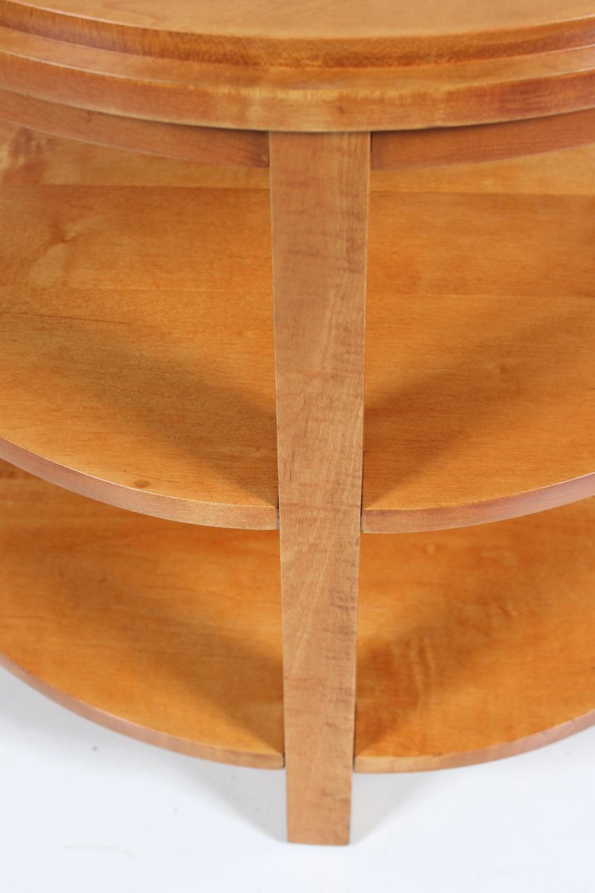Donald Deskey Style Round Three Tier Maple Occasional Table For Sale 8