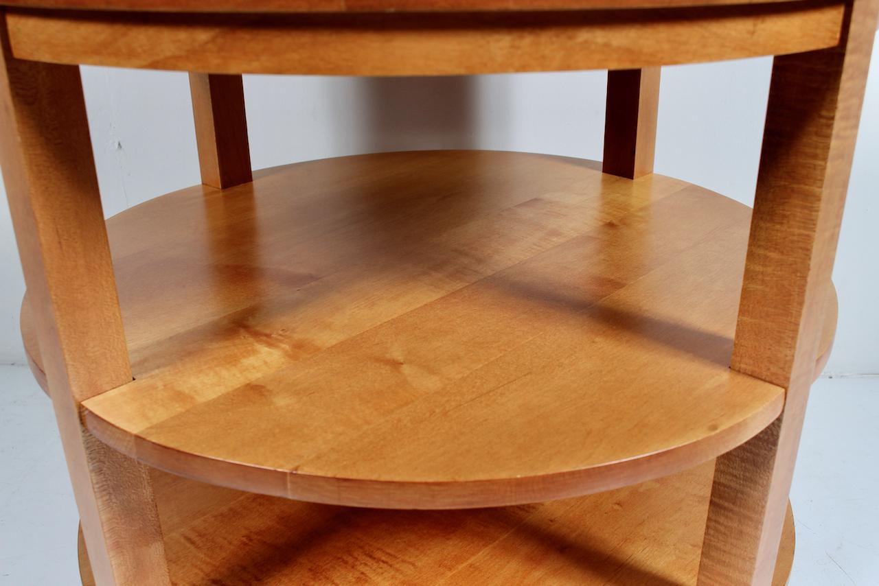 Donald Deskey Style Round Three Tier Maple Occasional Table For Sale 9
