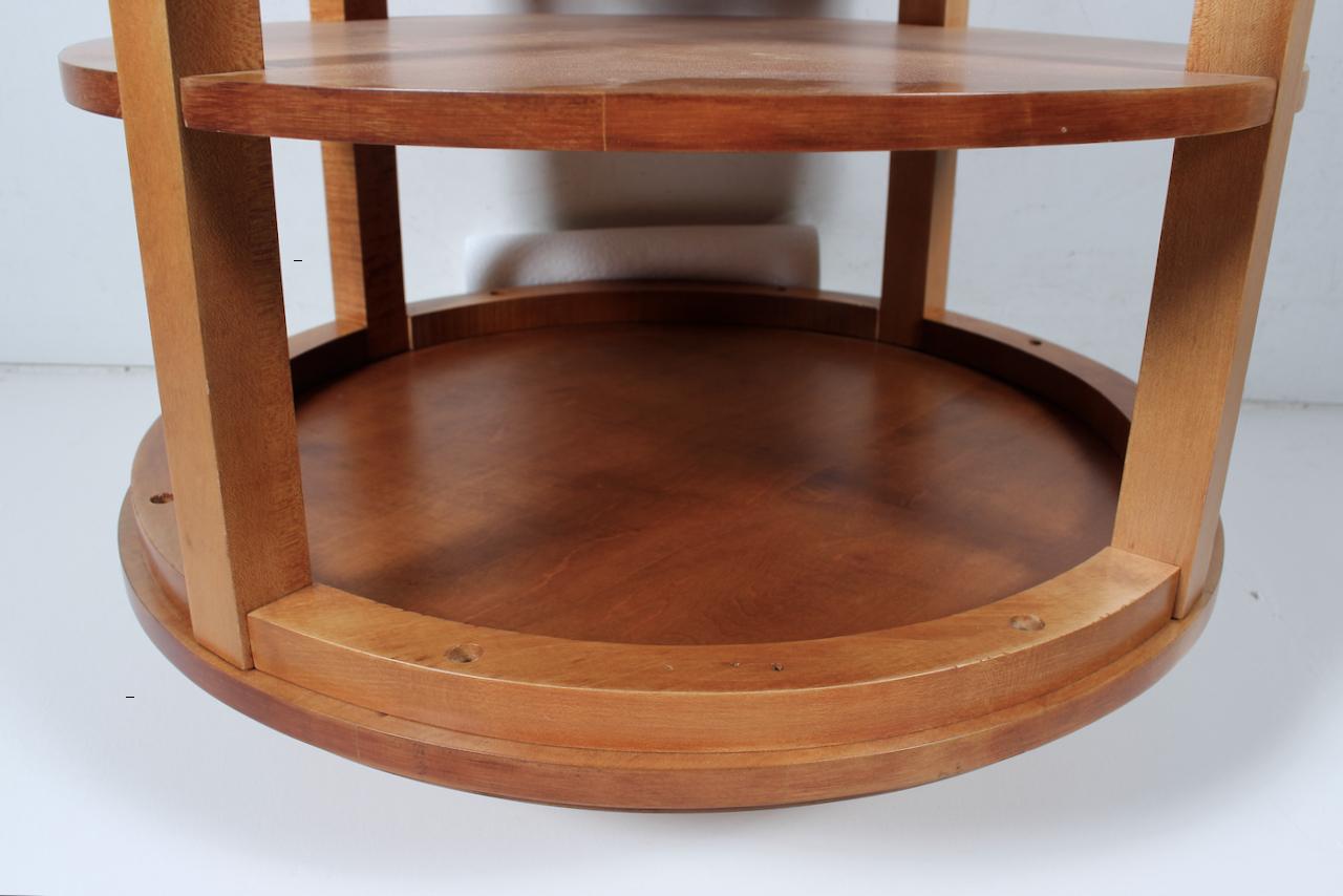 Donald Deskey Style Round Three Tier Maple Occasional Table For Sale 10