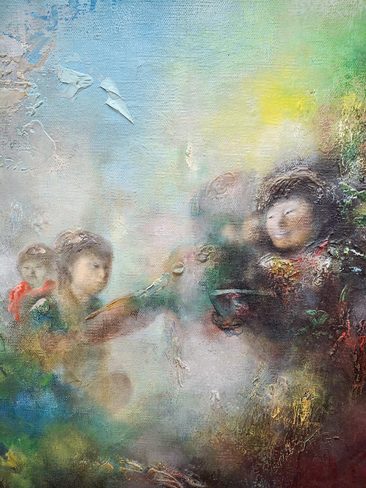 Donne in una nebbia incantata - Abstract Painting Grigio di Donald Dougherty