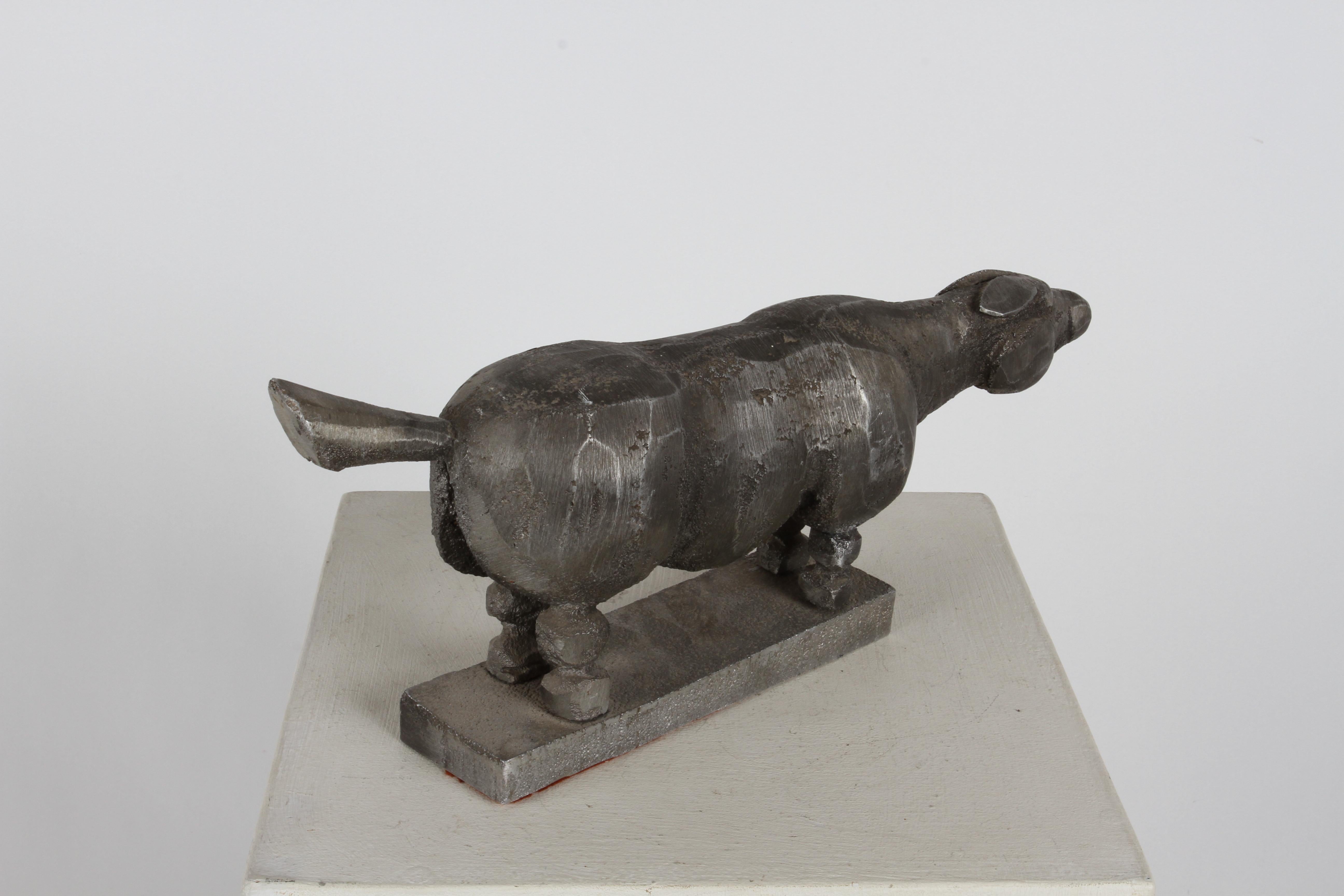 Donald Drum Style MCM 1960er Jahre Brutalistische exotische Wildleder-Skulptur aus Aluminiumguss, Donald Drum Style im Angebot 3