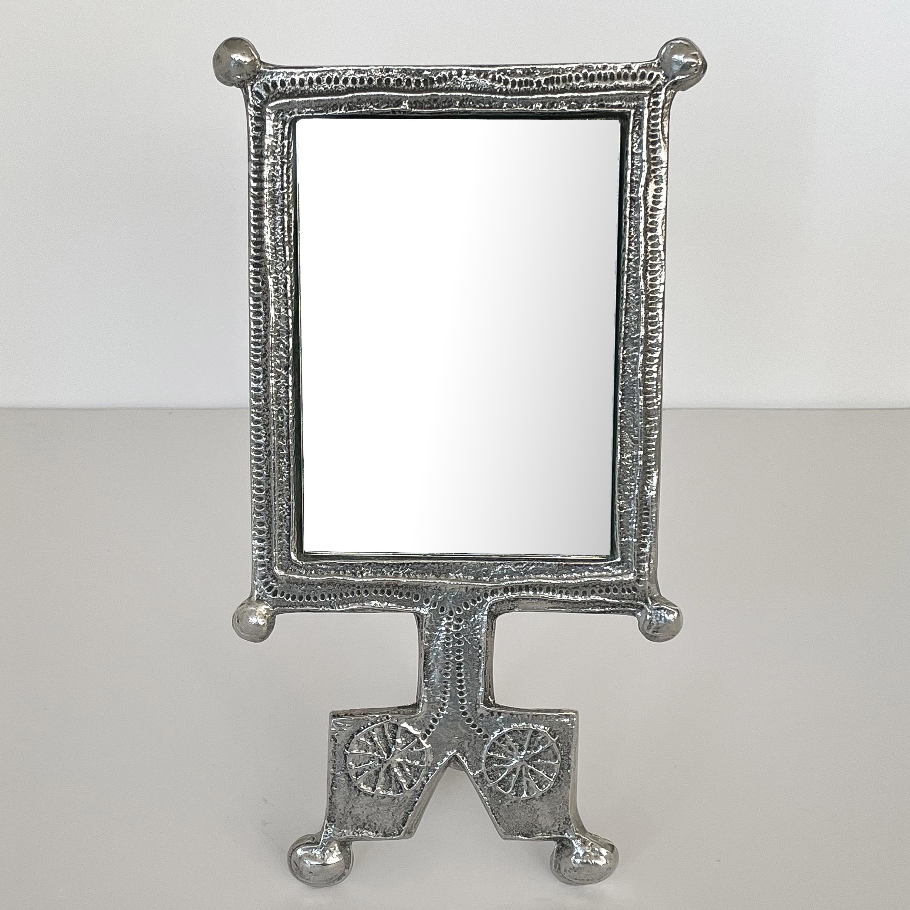 Mid-Century Modern Donald Drumm Brutalist Aluminum Vanity Mirror