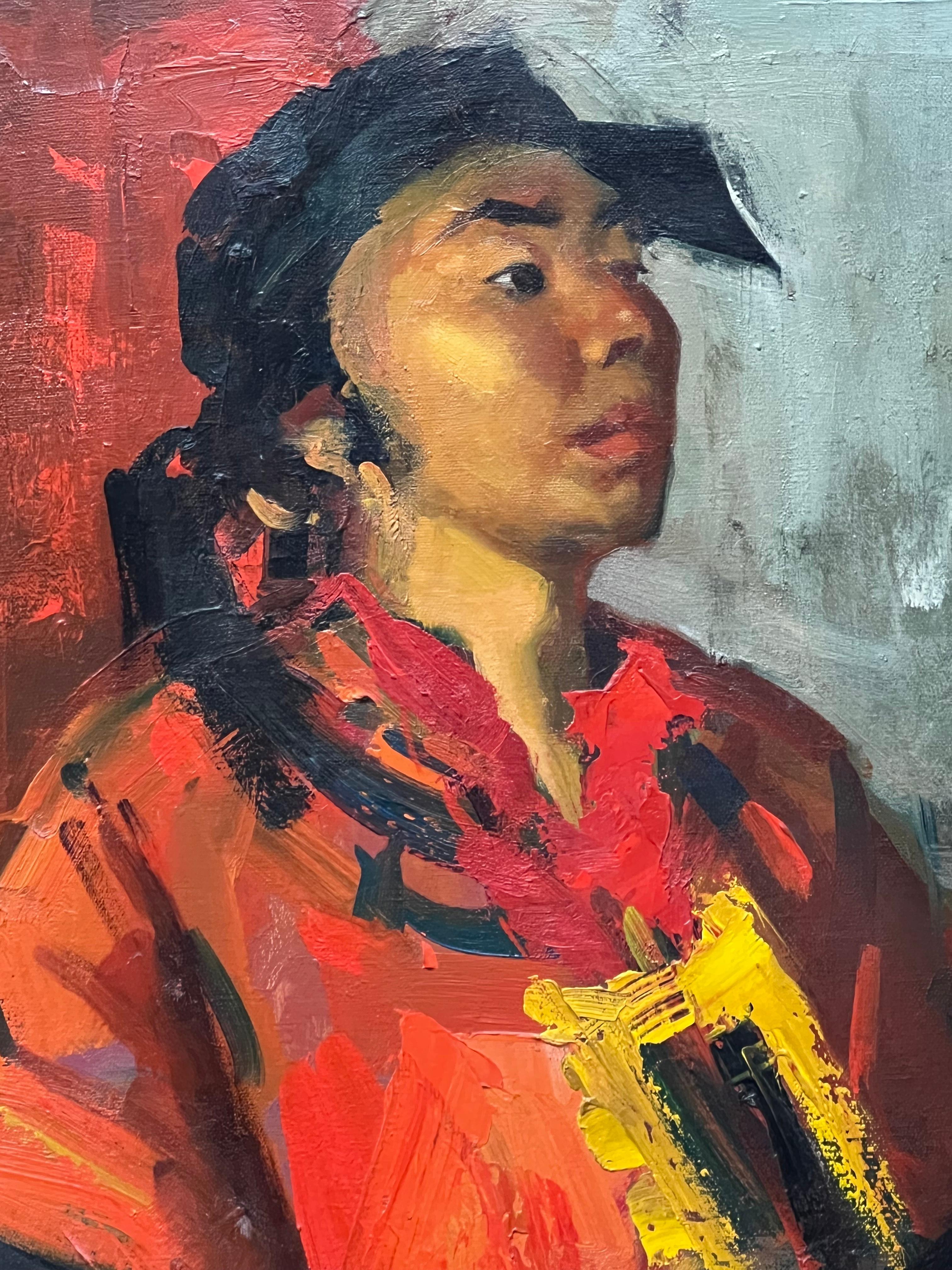 Japanese Warrior, Oil on Canvas by Donald Shreves - Painting by Donald (D.S) Shreves