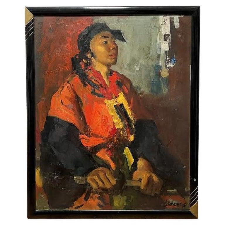 Donald (D.S) Shreves Figurative Painting - Japanese Warrior, Oil on Canvas by Donald Shreves