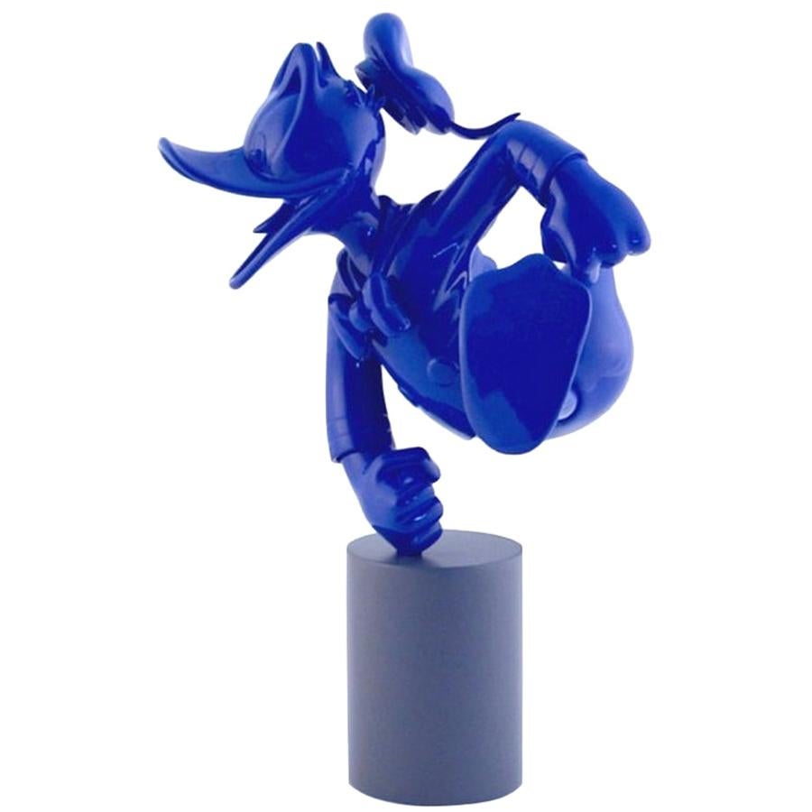 In Stock in Los Angeles, Donald Duck Monochrome Blue Pop Sculpture Figurine