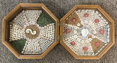 Donald Dunlap Carved Octagonal Mahogany Sailors Valentine w/ Detailed Shellwork