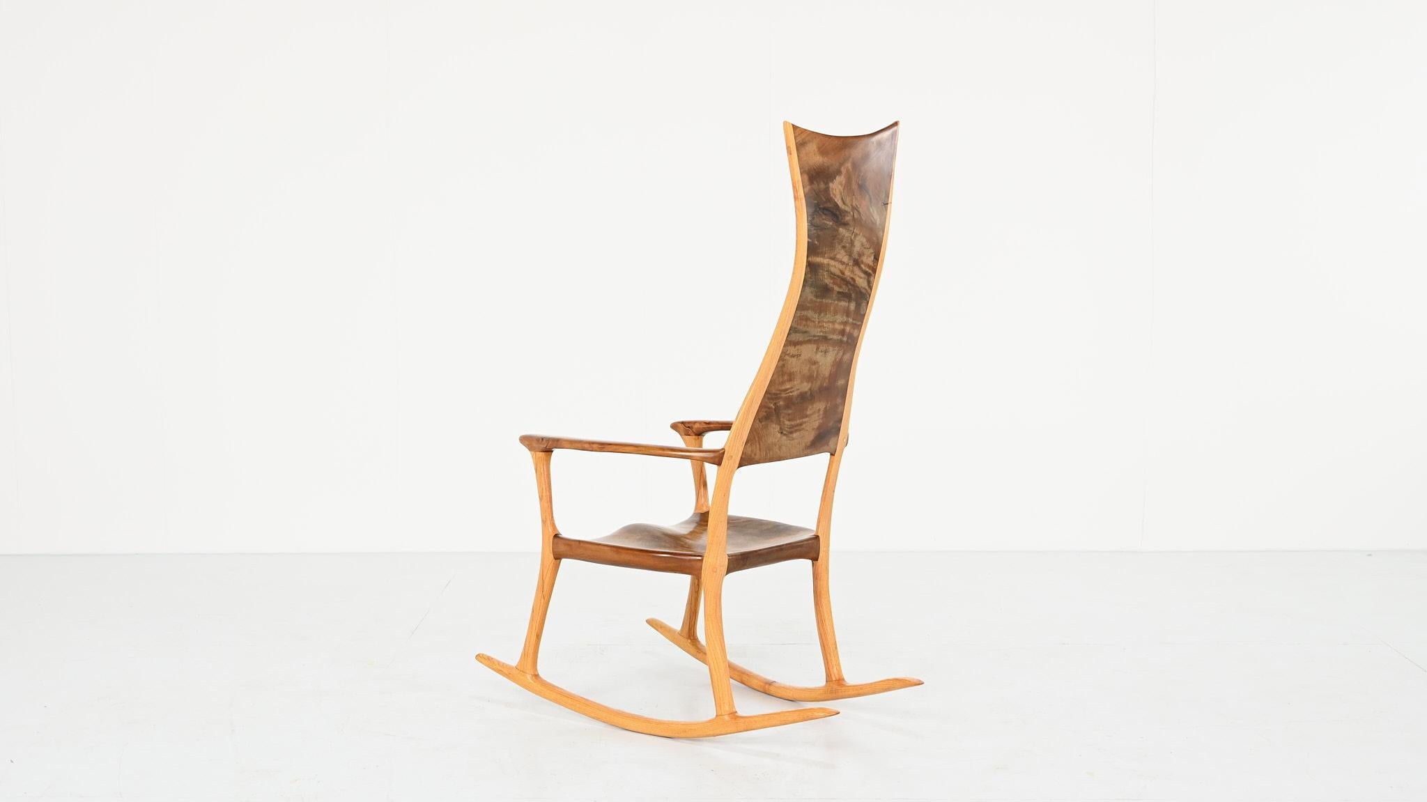 Varnished Donald Gordon Rocking Chair Kauri Wood Oak Sam Maloof New Zealand  For Sale