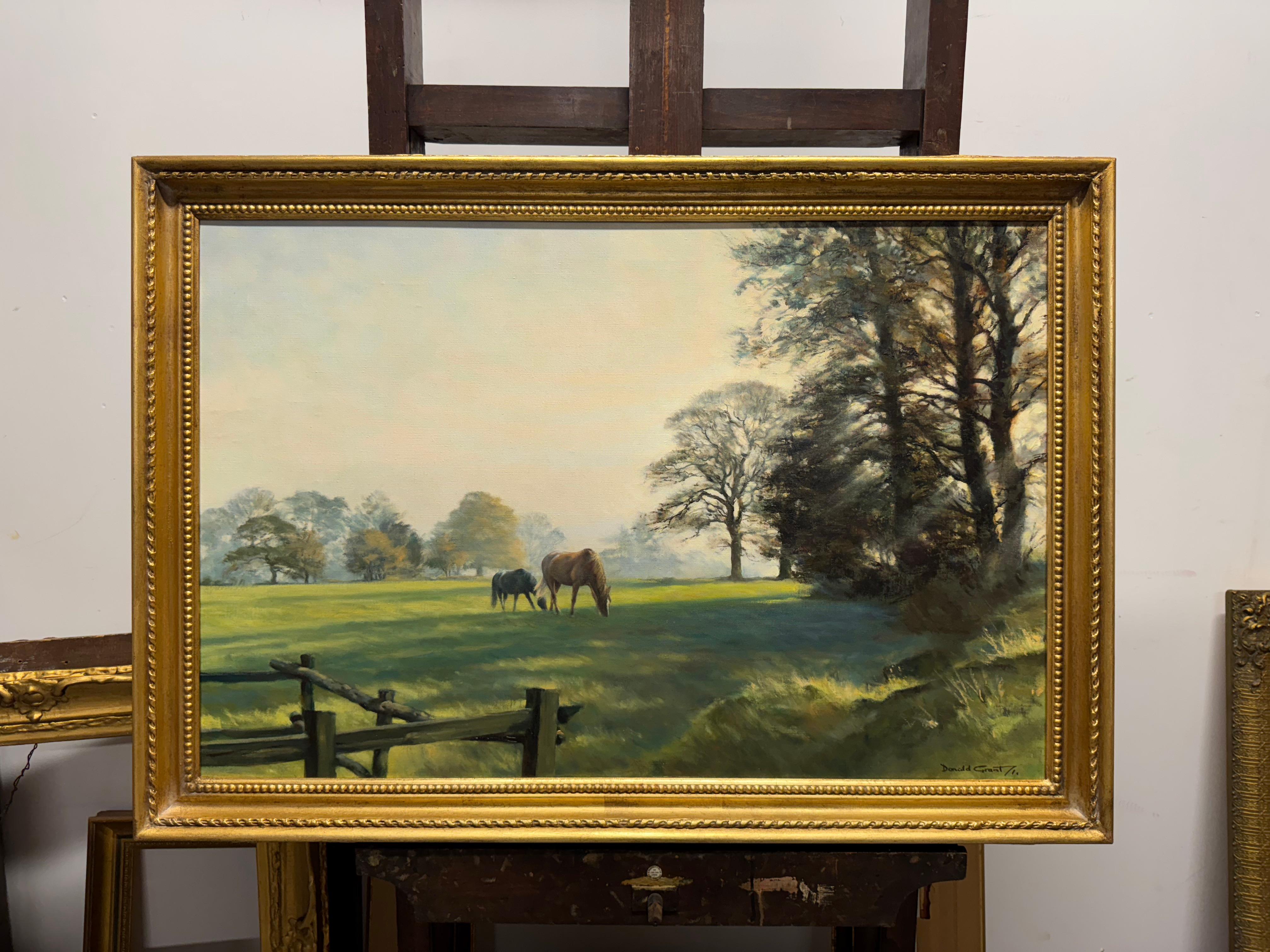 Pferde auf einer Koppel (Moderne), Painting, von Donald Grant