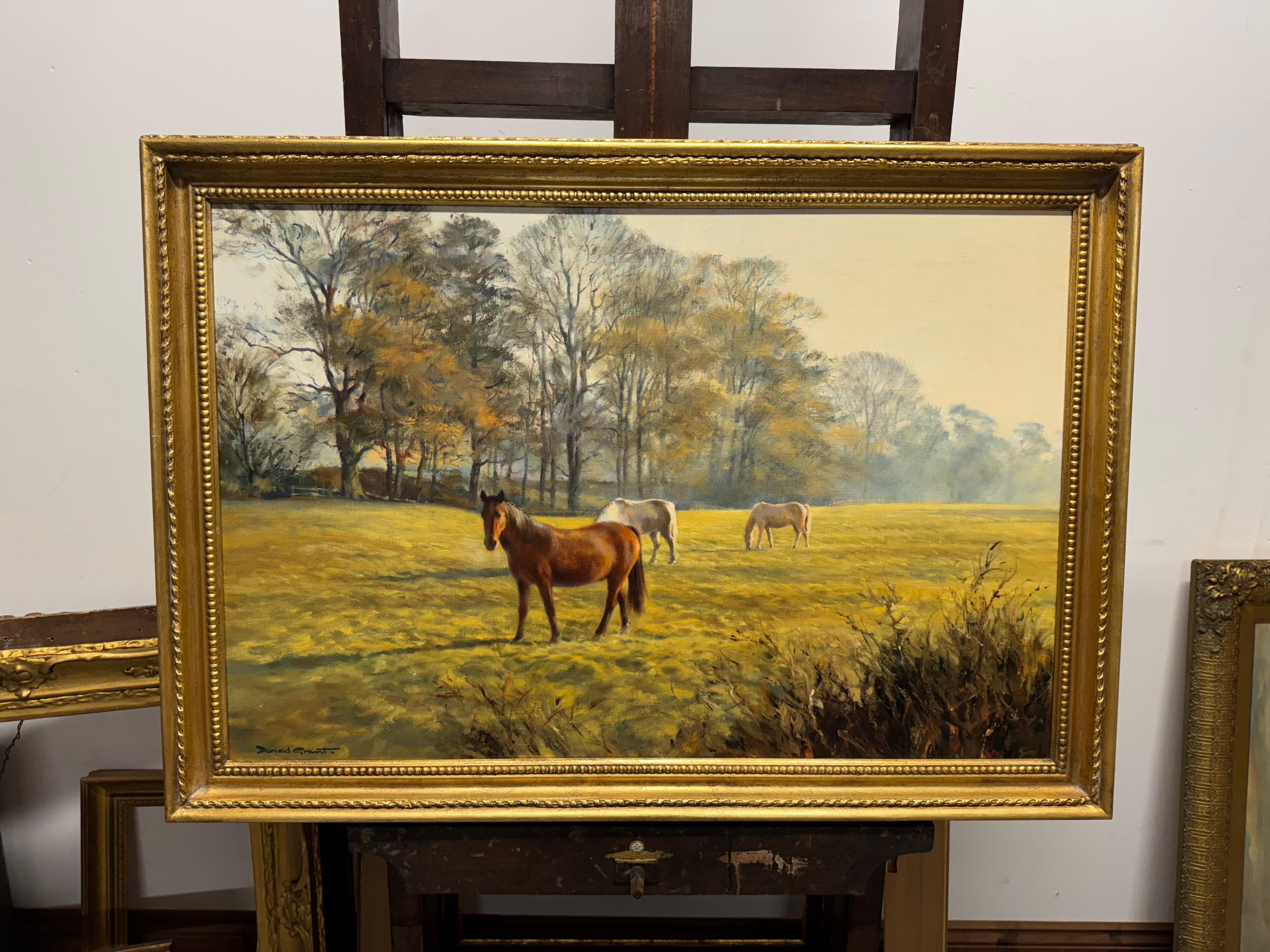 Pferde auf einer Koppel (Moderne), Painting, von Donald Grant