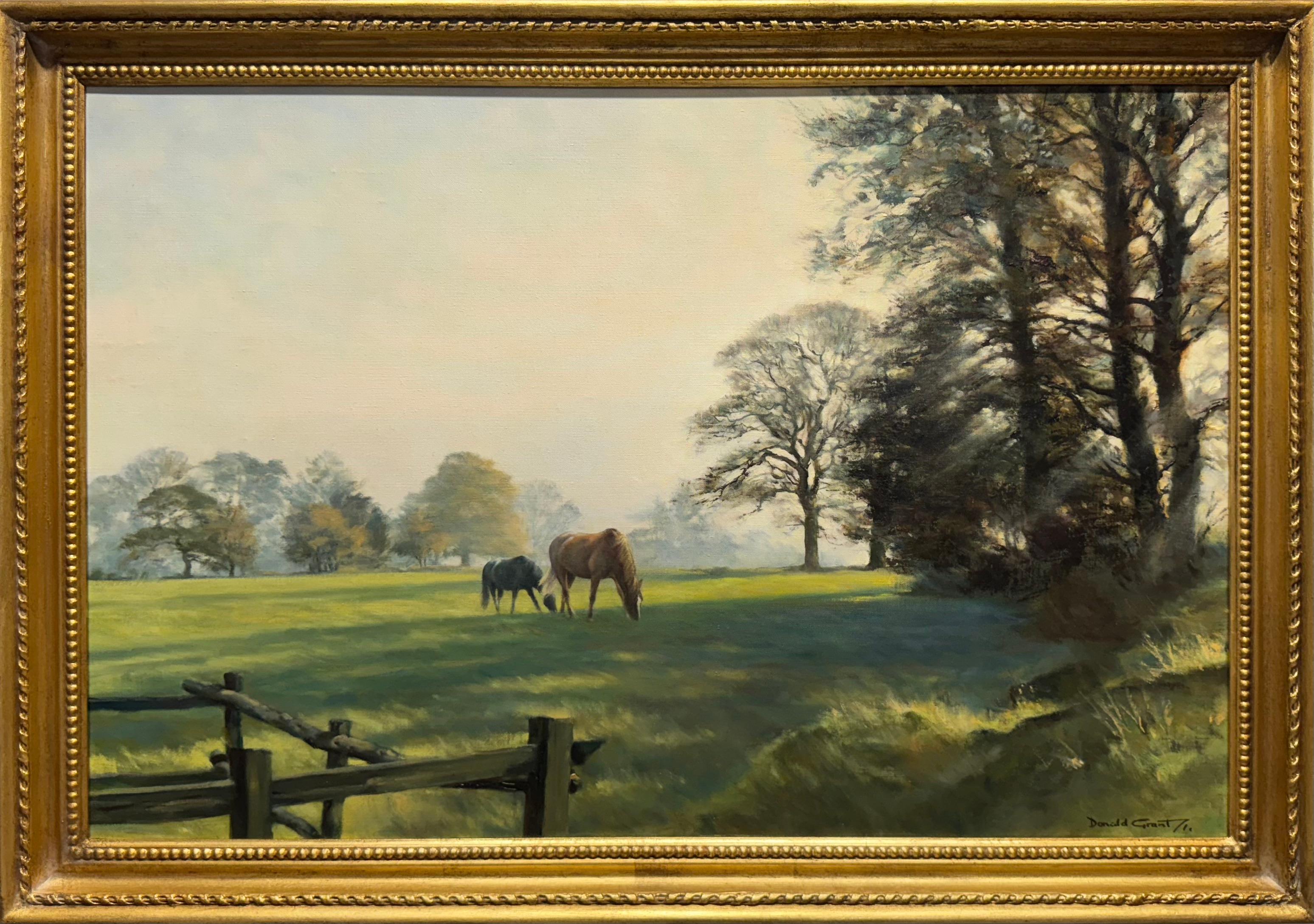 Donald Grant Animal Painting – Pferde auf einer Koppel