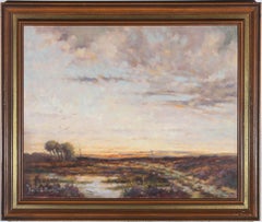 Donald Gray Midgely (1918-1995) - Gerahmtes Öl von 1979, Sonnenuntergang im Moor