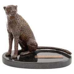 Donald Greig Seated Cheetah Bronze Sculpture