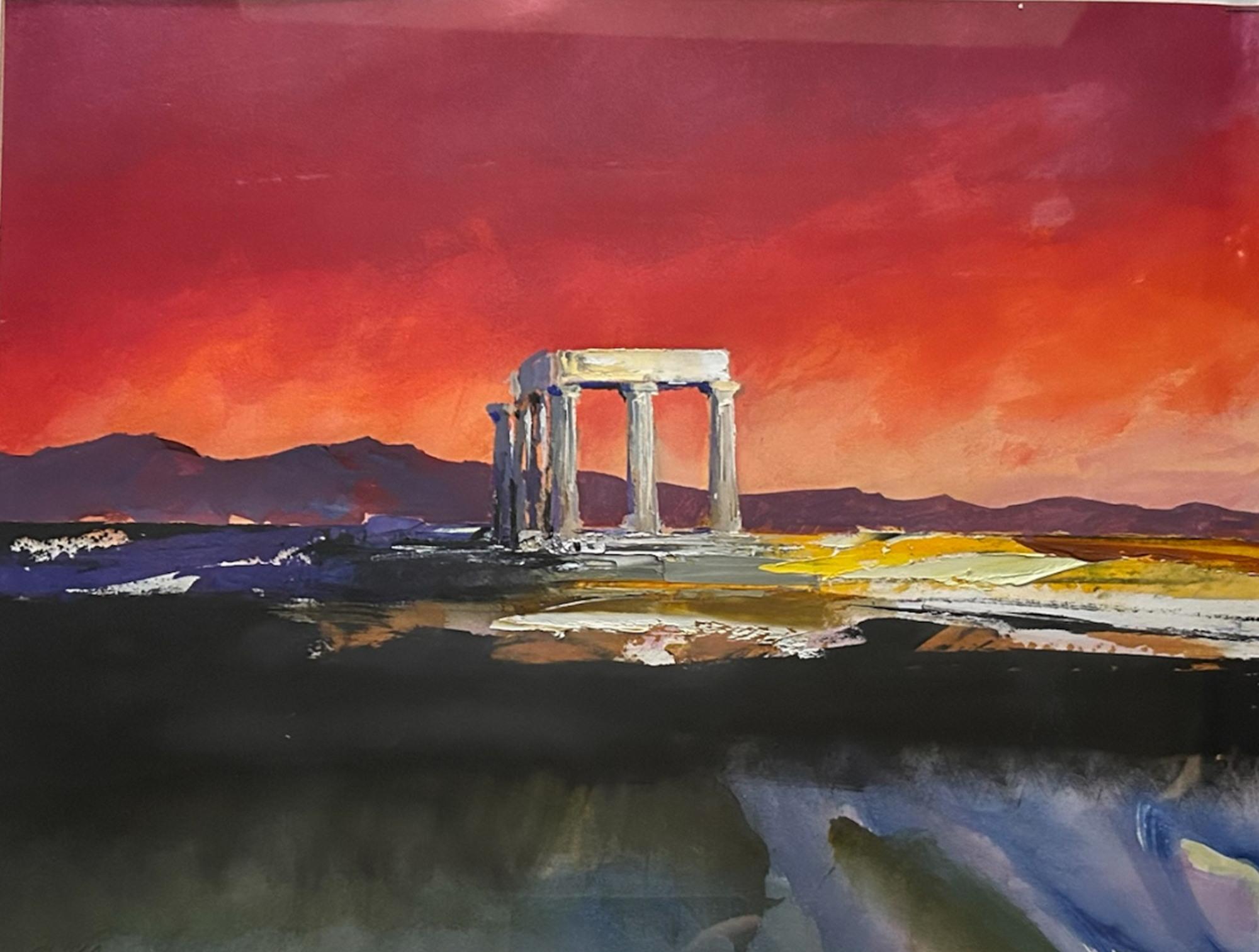 Moderno Donald Hamilton Fraser - Originale a tecnica mista - Tempio di Apollo, Corinto in vendita